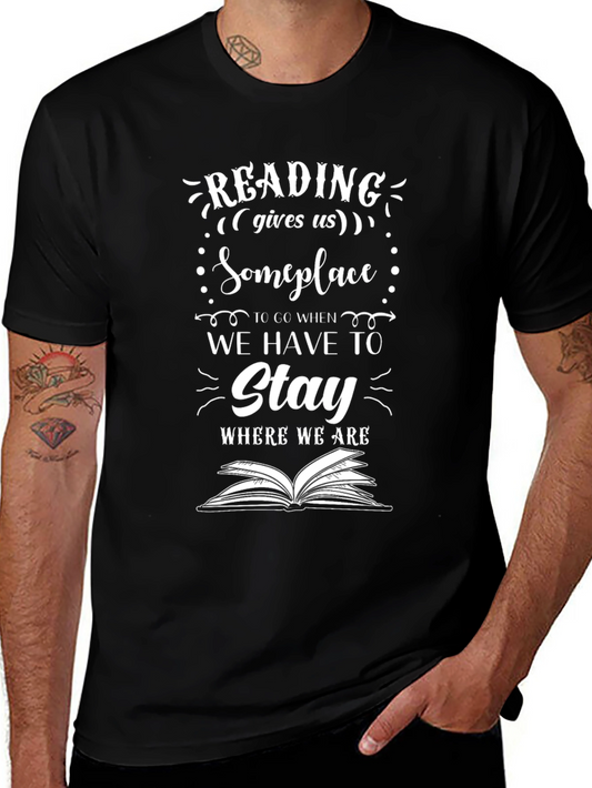 Reading Gives Us Someplace Black Graphic Tee