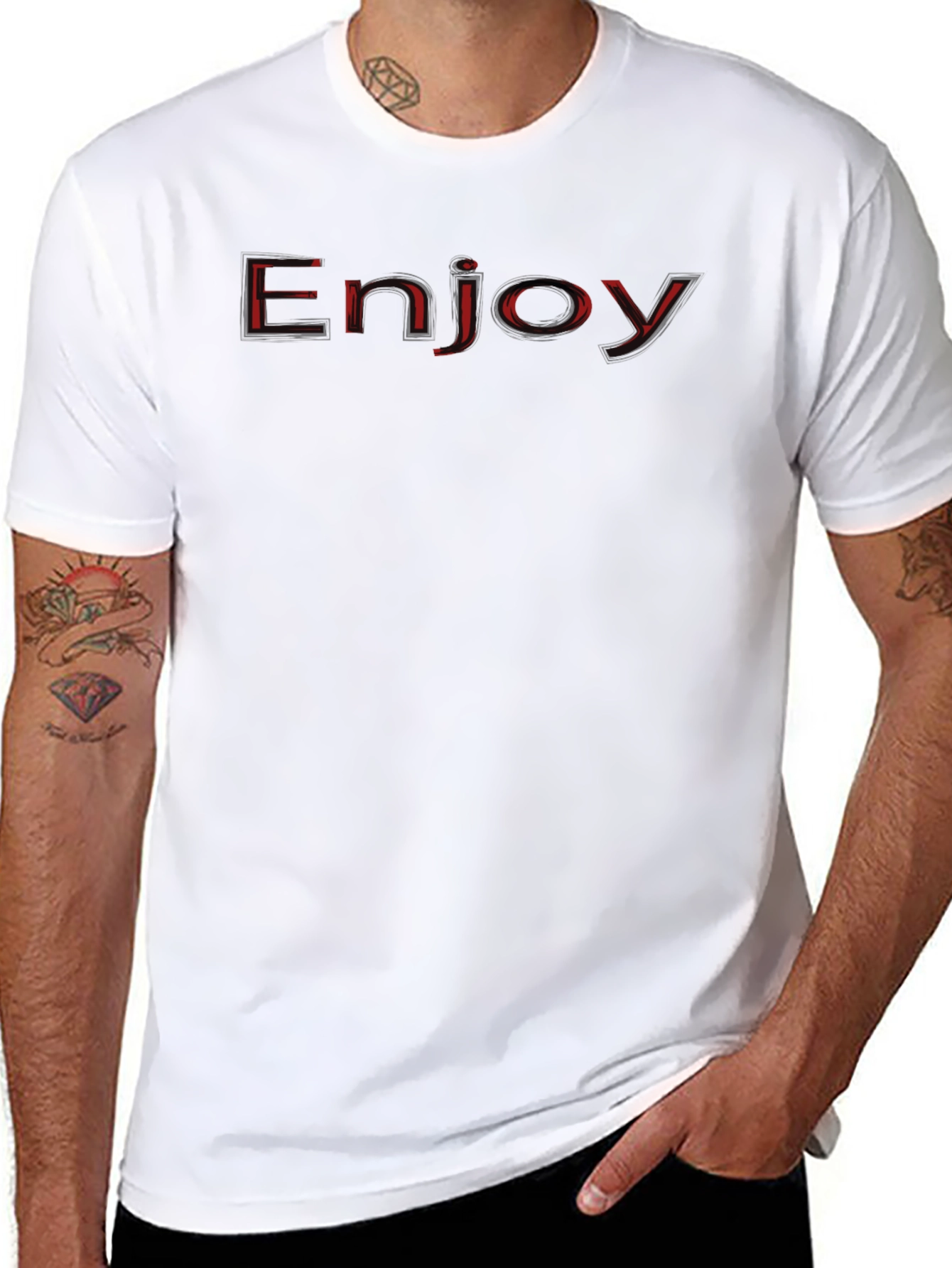 Enjoy Black Graphic Tee - Mens Casual Wear