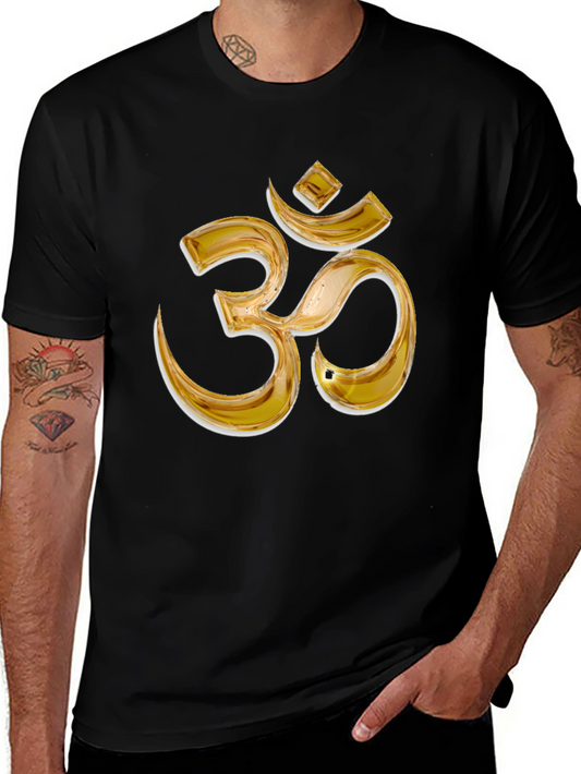 Gold Om Symbol Black T-Shirt