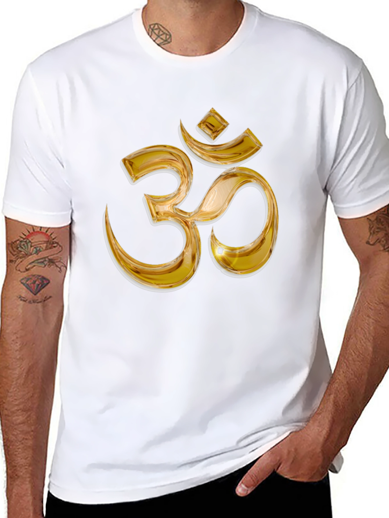 Gold Om Symbol Black T-Shirt