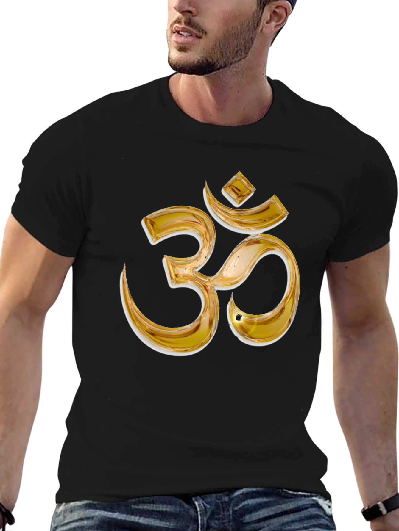 Gold Om Symbol Black T-Shirt