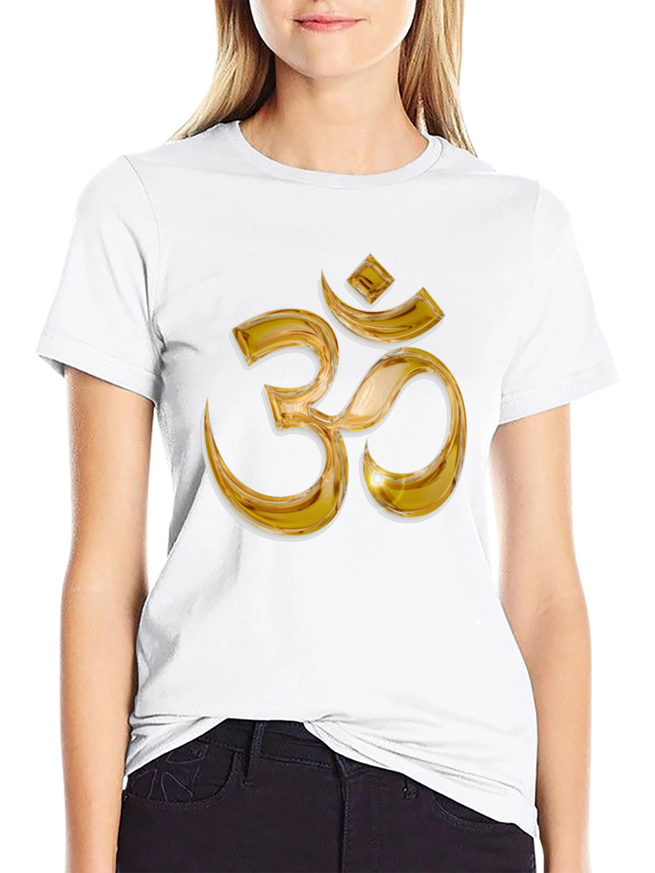 Gold Om Symbol Black T-Shirt