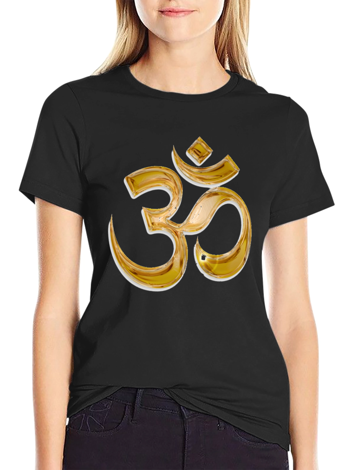 Gold Om Symbol Black T-Shirt