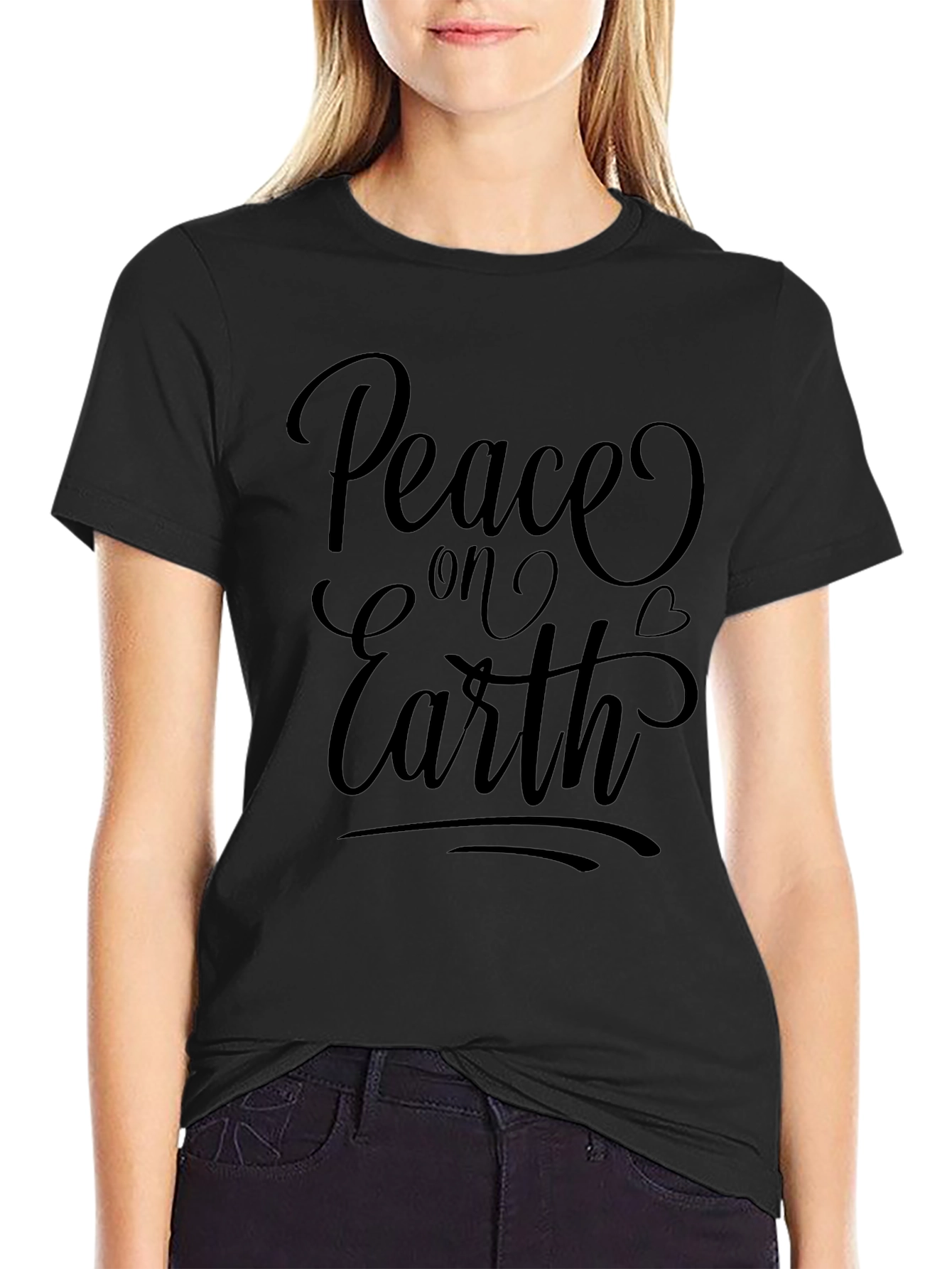 Peace On Earth Graphic Tee - Black Casual Shirt