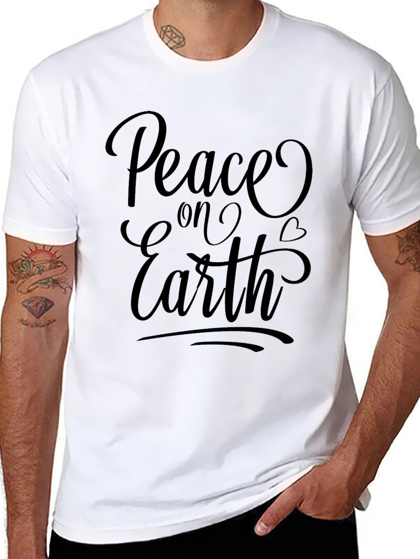 Peace On Earth Graphic Tee - Black Casual Shirt