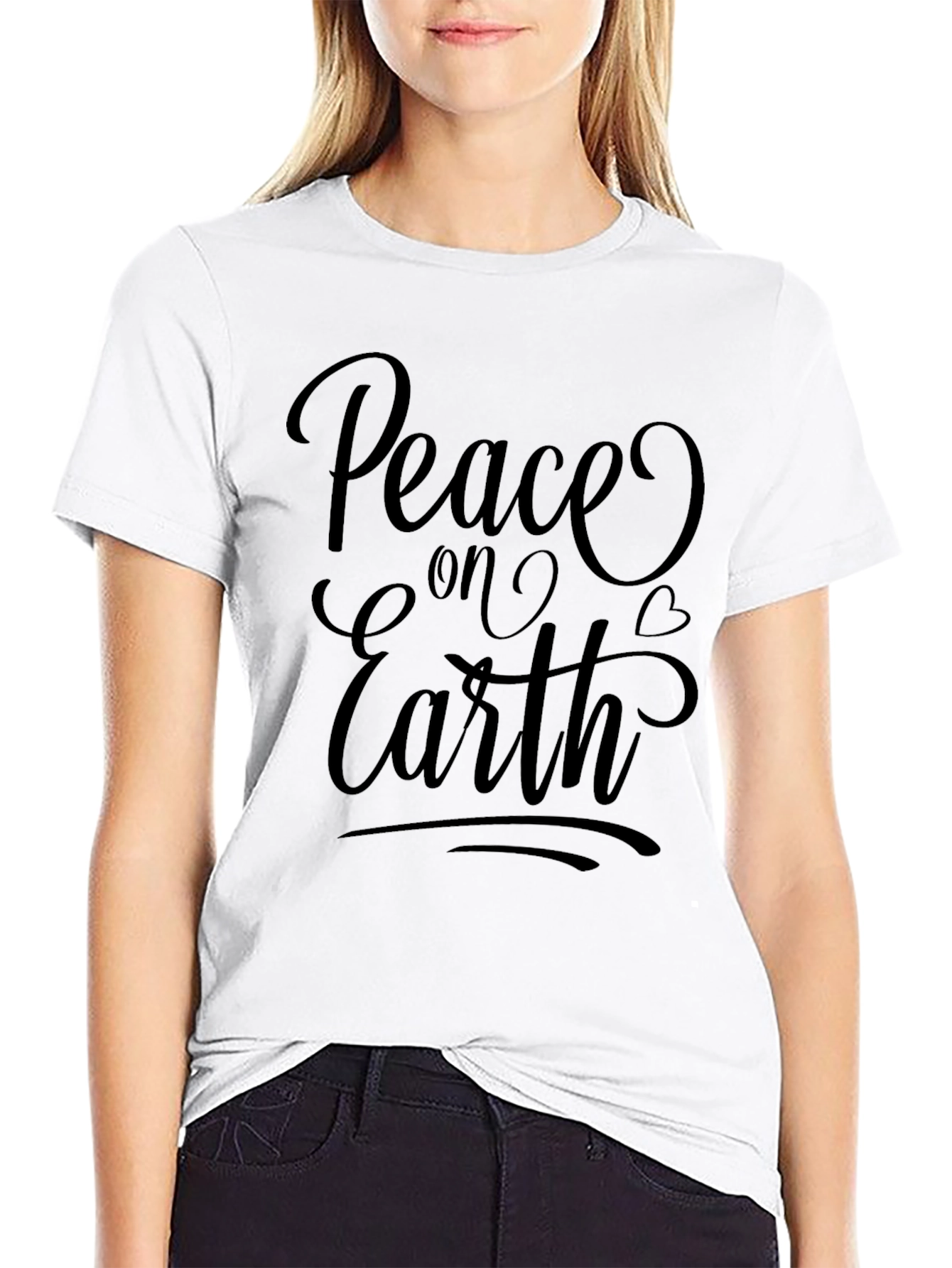 Peace On Earth Graphic Tee - Black Casual Shirt