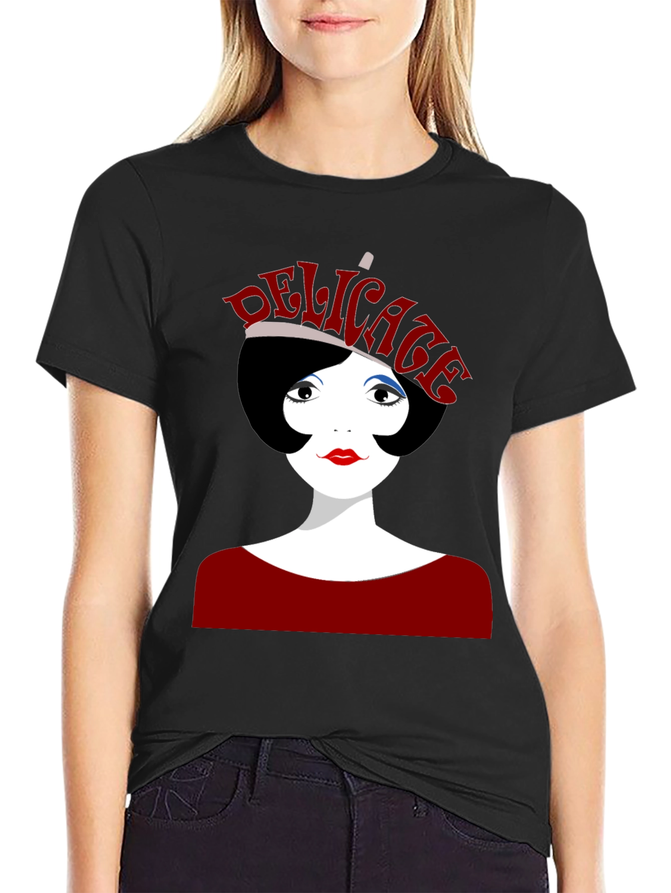 Delicate Graphic Print Black T-Shirt