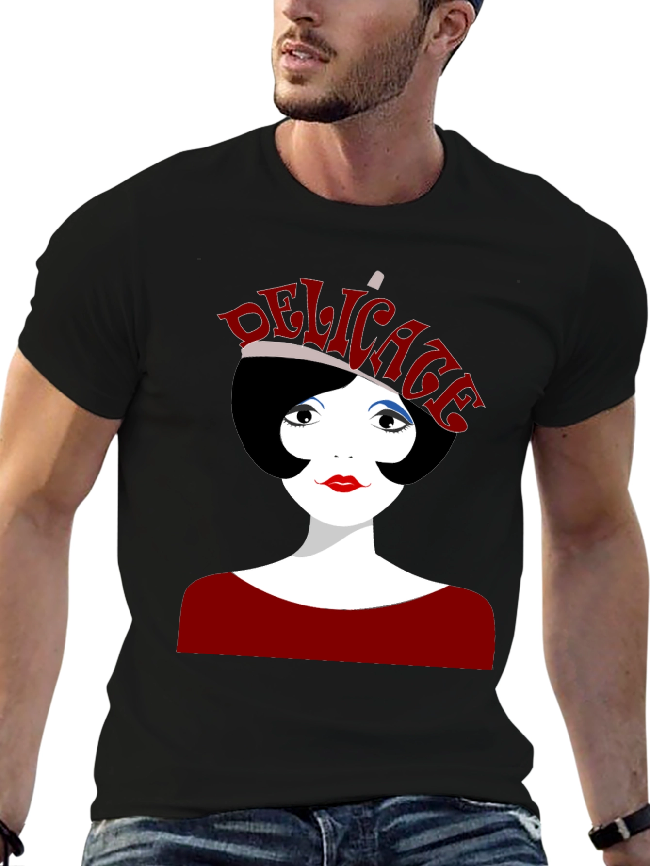 Delicate Graphic Print Black T-Shirt