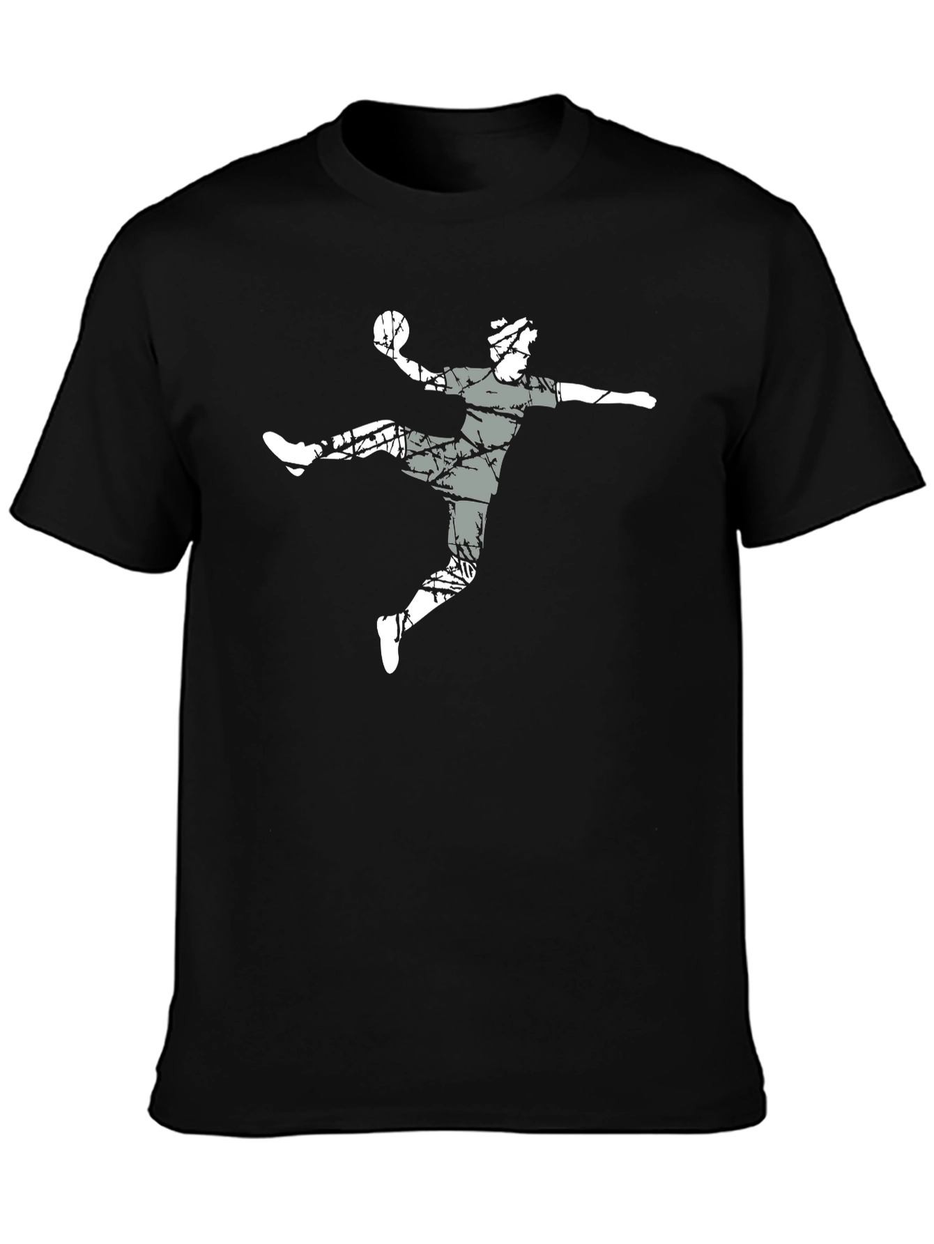 Handball Player Graphic Tee - Black Cotton T-Shirt
