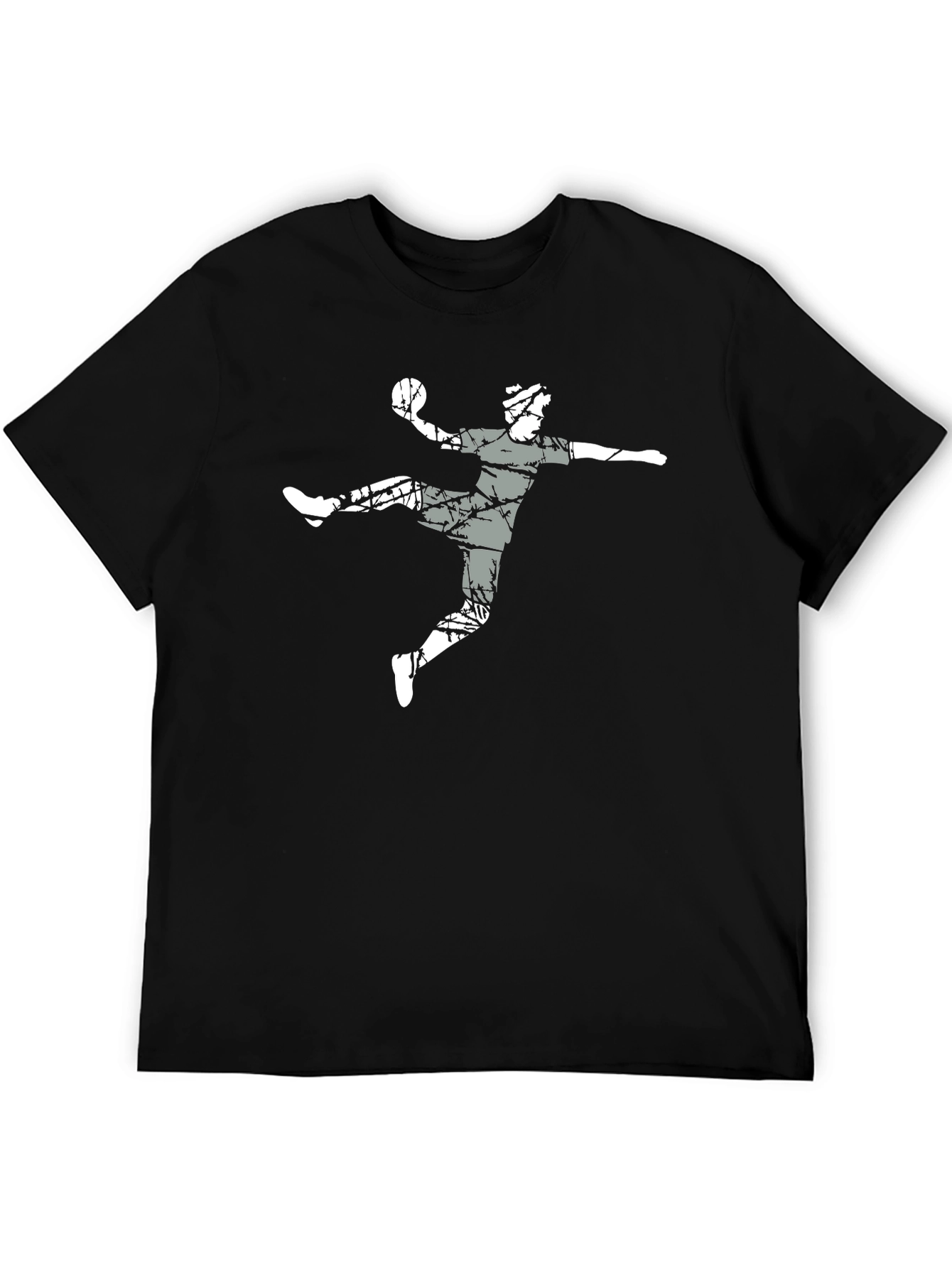 Handball Player Graphic Tee - Black Cotton T-Shirt