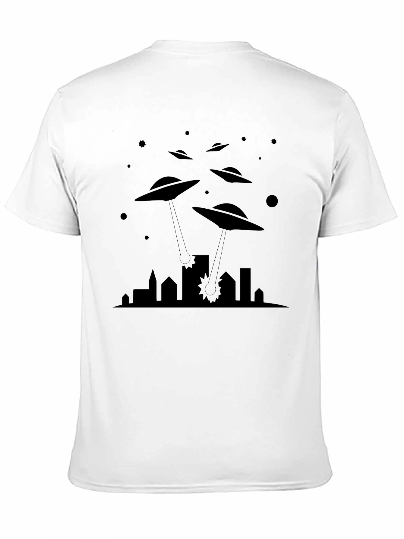 UFO Invasion Graphic Tee - Black Cotton T-Shirt