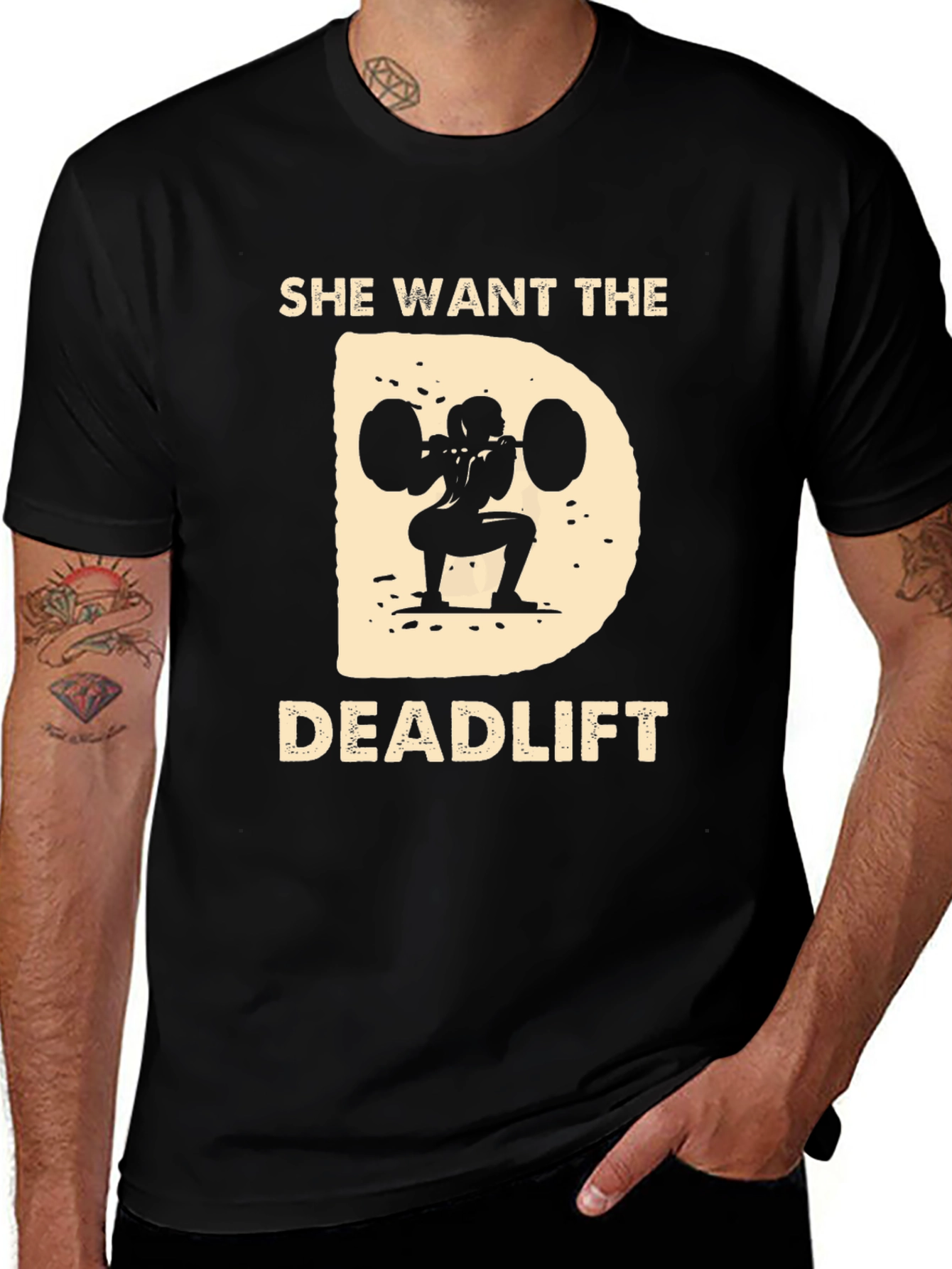 She Wants The Deadlift Black T-Shirt