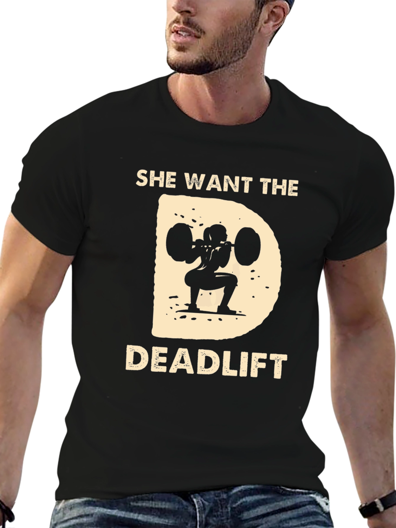 She Wants The Deadlift Black T-Shirt