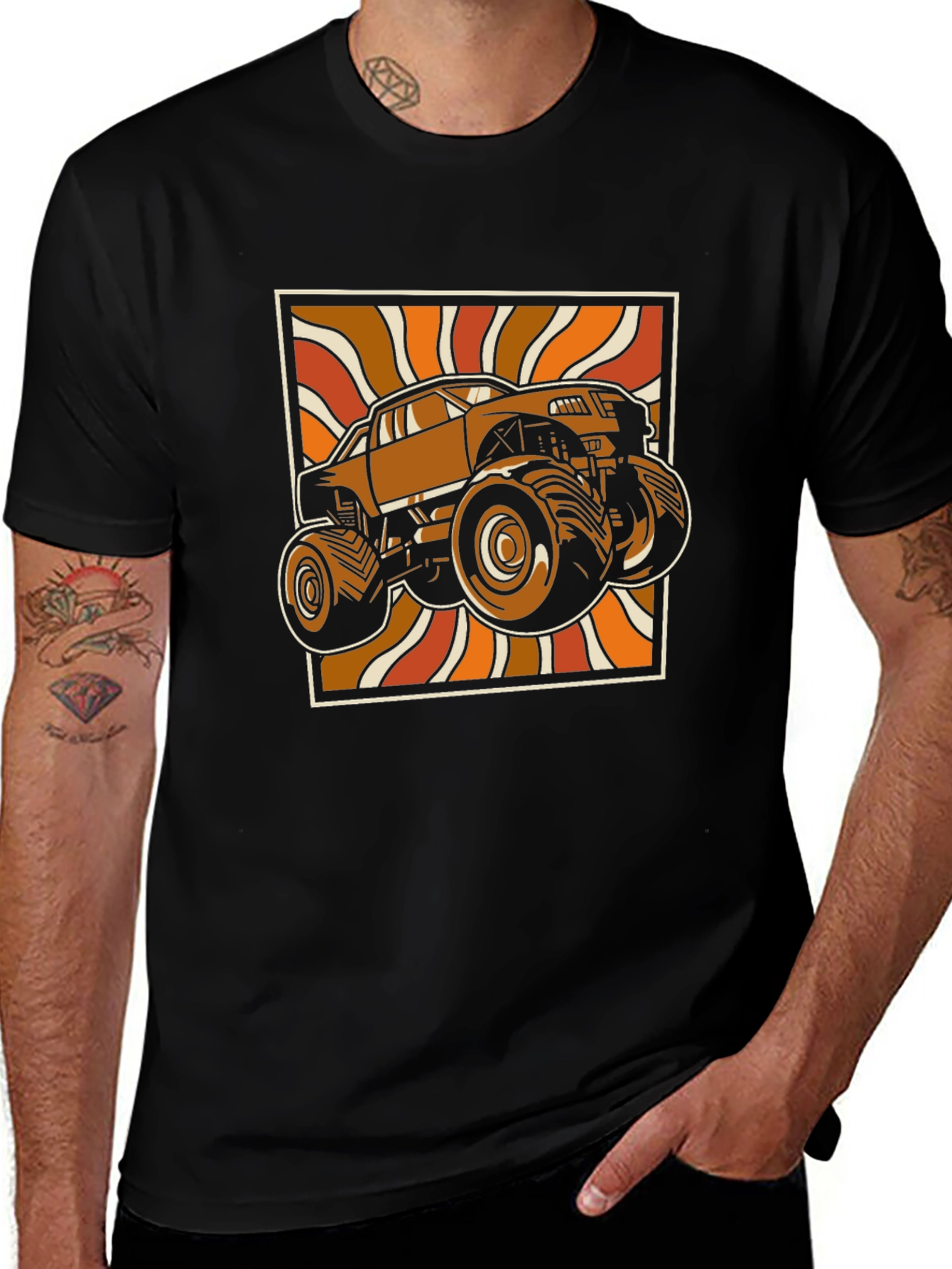 Retro Monster Truck Graphic Tee - Black