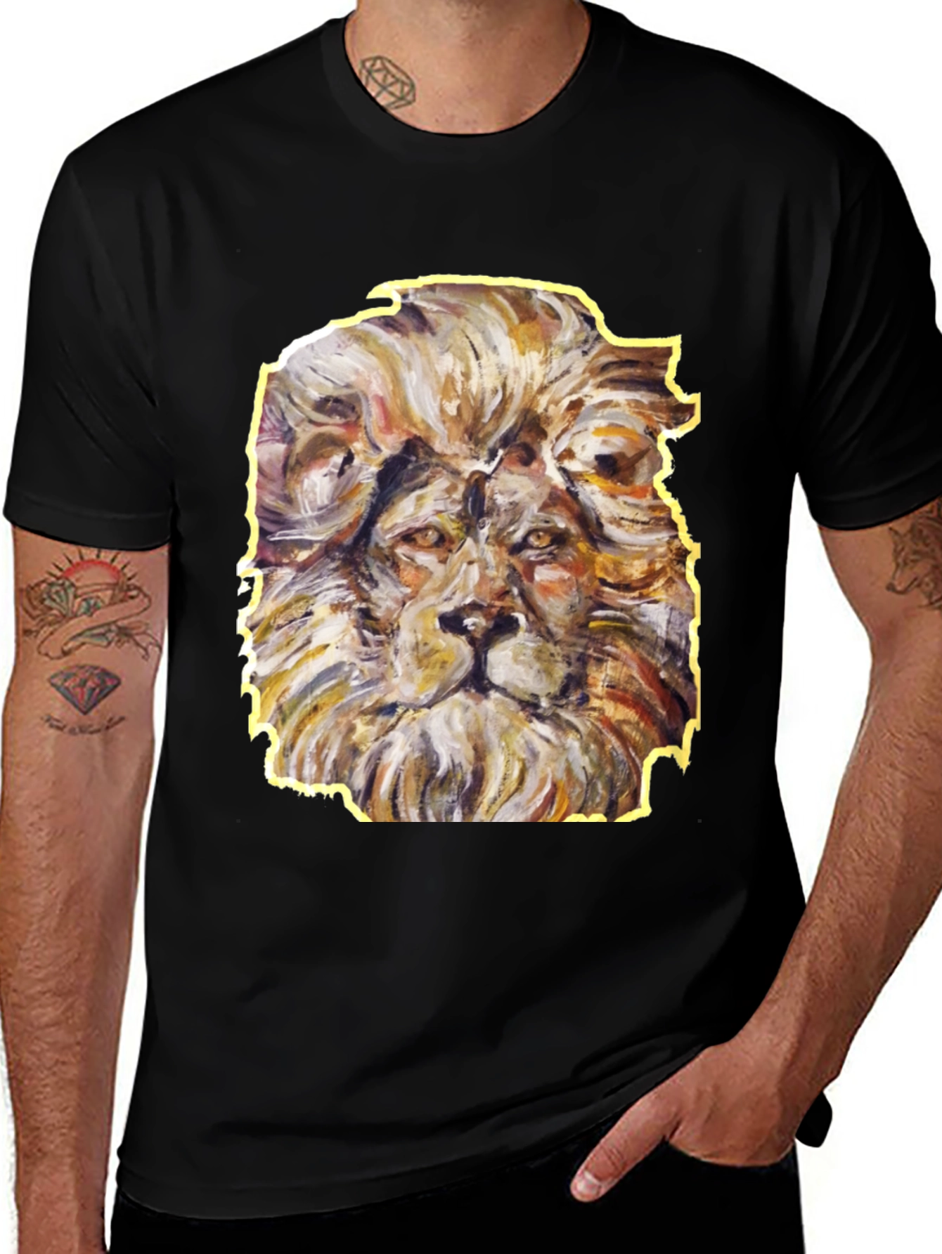 Lion Graphic Tee - Artistic Animal Print Shirt