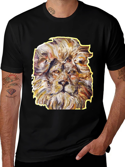 Lion Graphic Tee - Artistic Animal Print Shirt