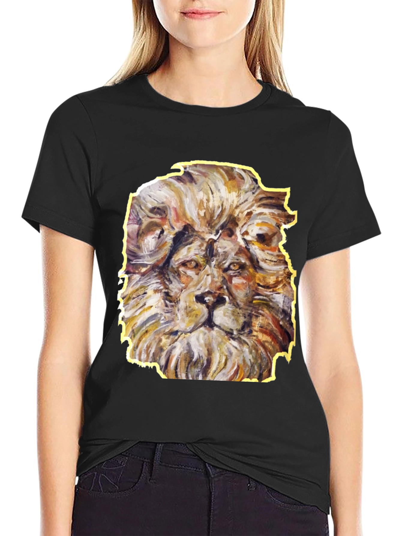 Lion Graphic Tee - Artistic Animal Print Shirt