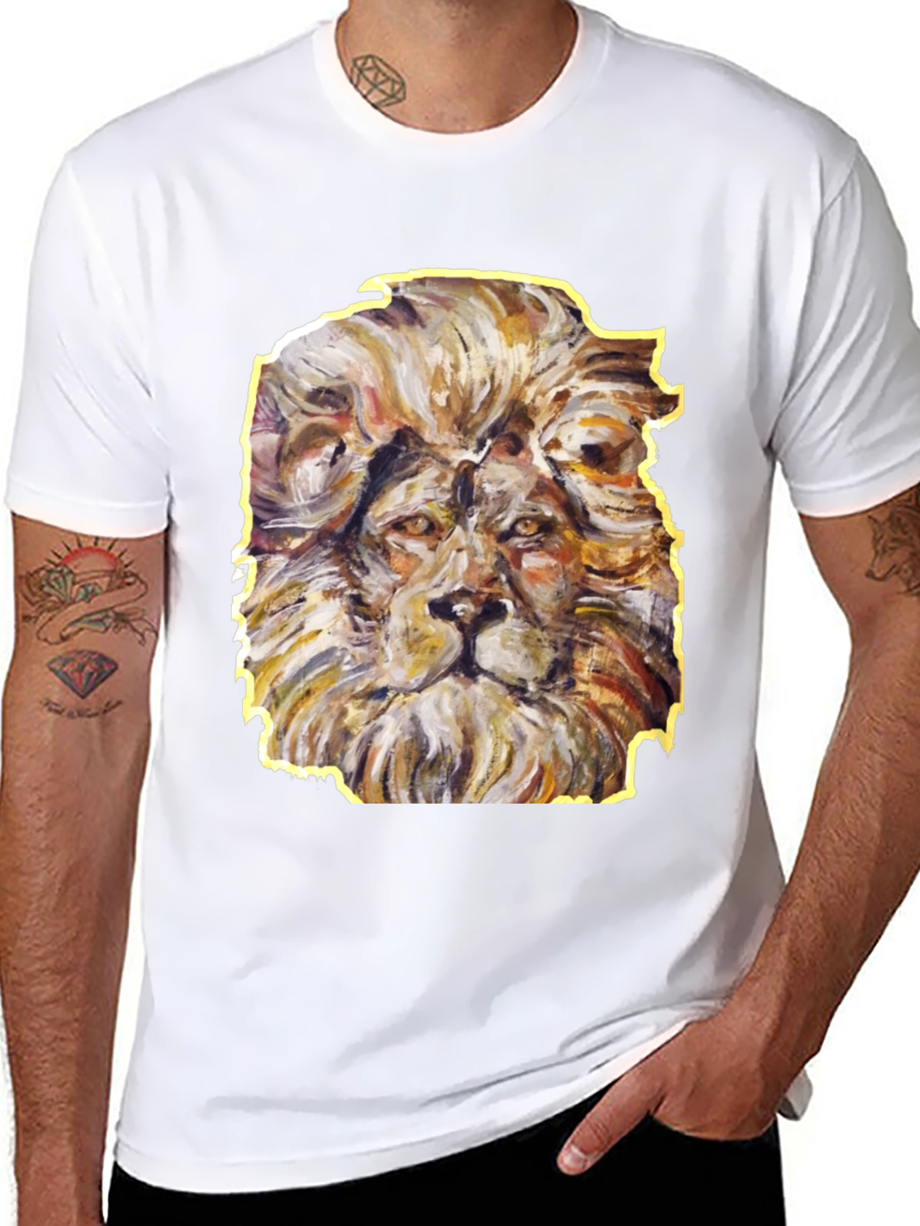 Lion Graphic Tee - Artistic Animal Print Shirt