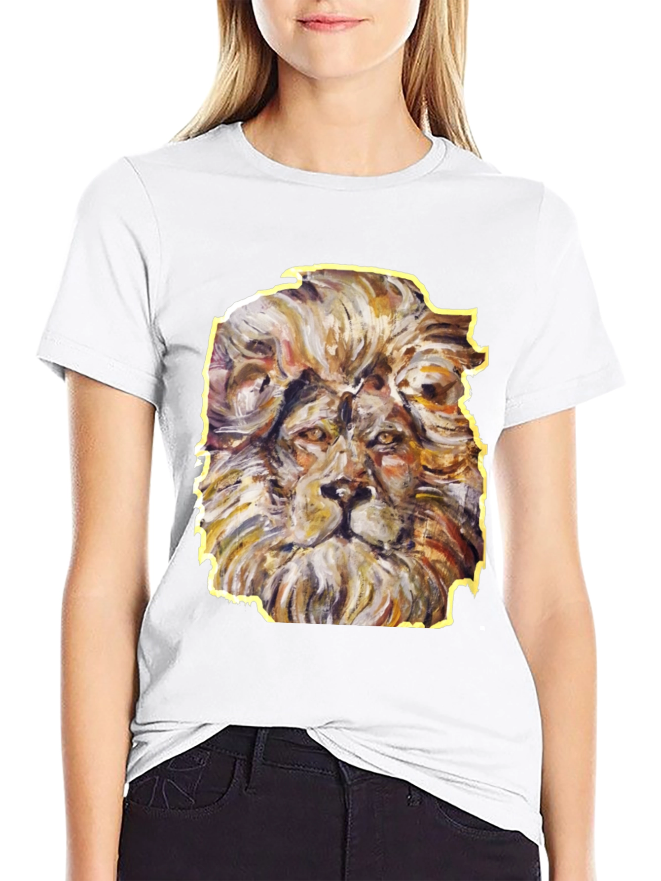 Lion Graphic Tee - Artistic Animal Print Shirt