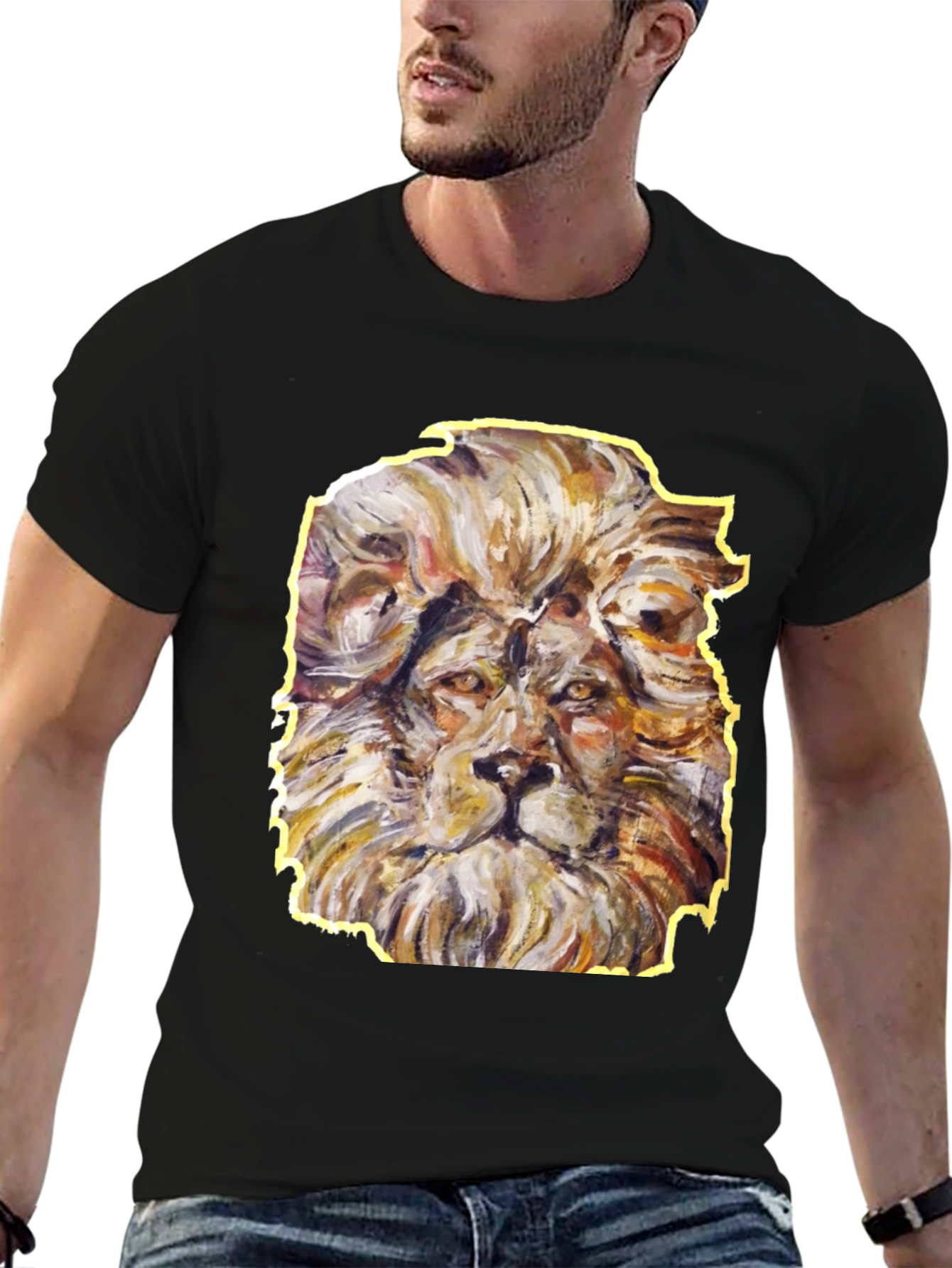 Lion Graphic Tee - Artistic Animal Print Shirt