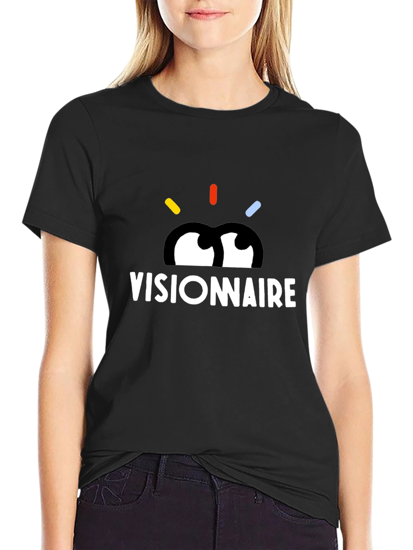 Visionnaire Graphic Black T-Shirt - Modern Eye Design