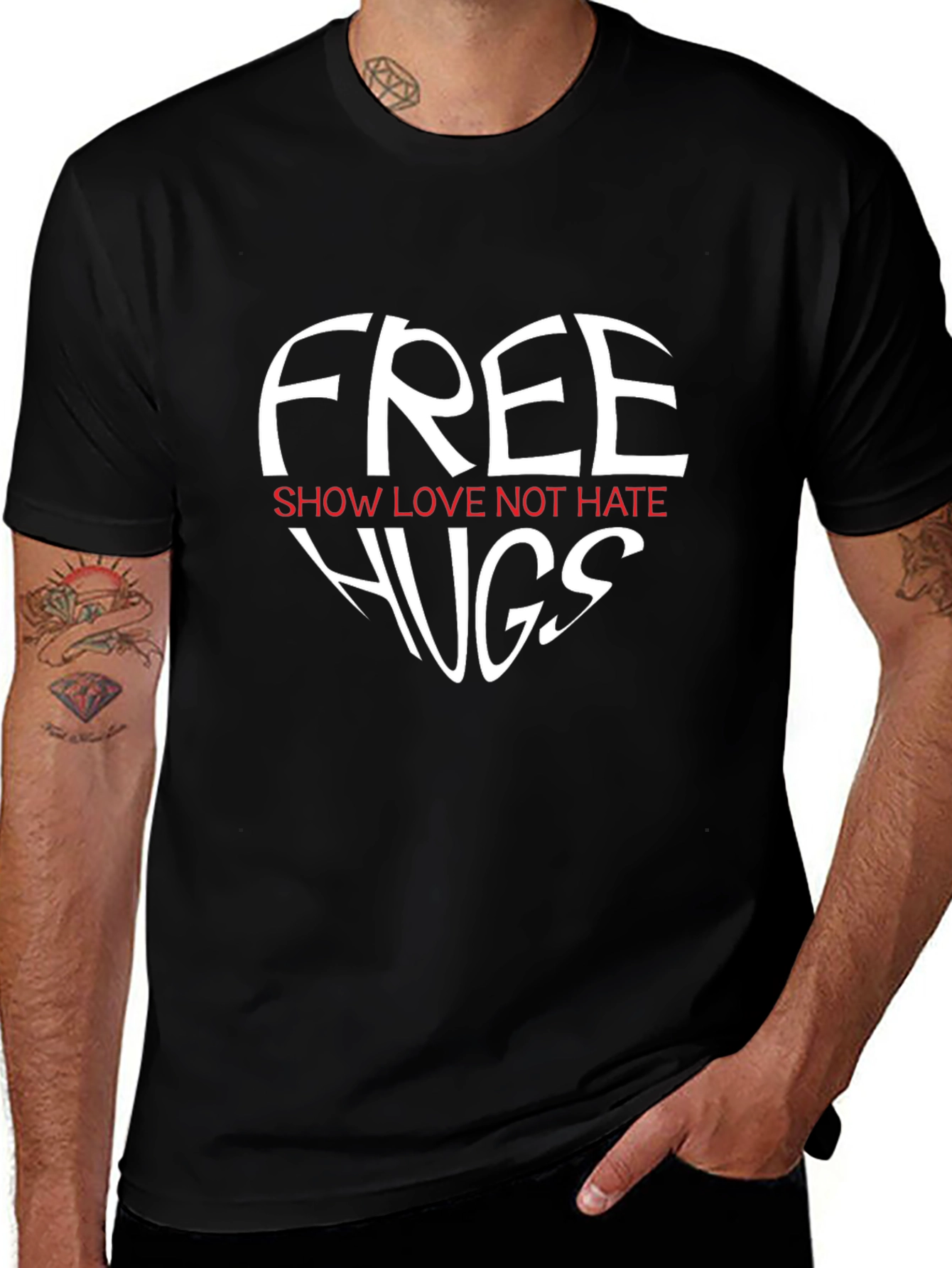 Free Hugs Graphic Tee - Show Love Not Hate