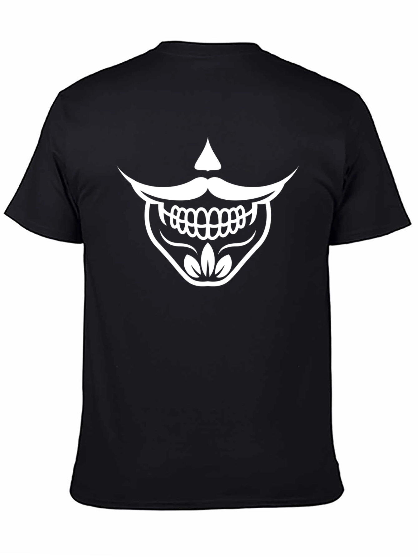 Black T-Shirt with Funny Skeleton Mustache Graphic Tee