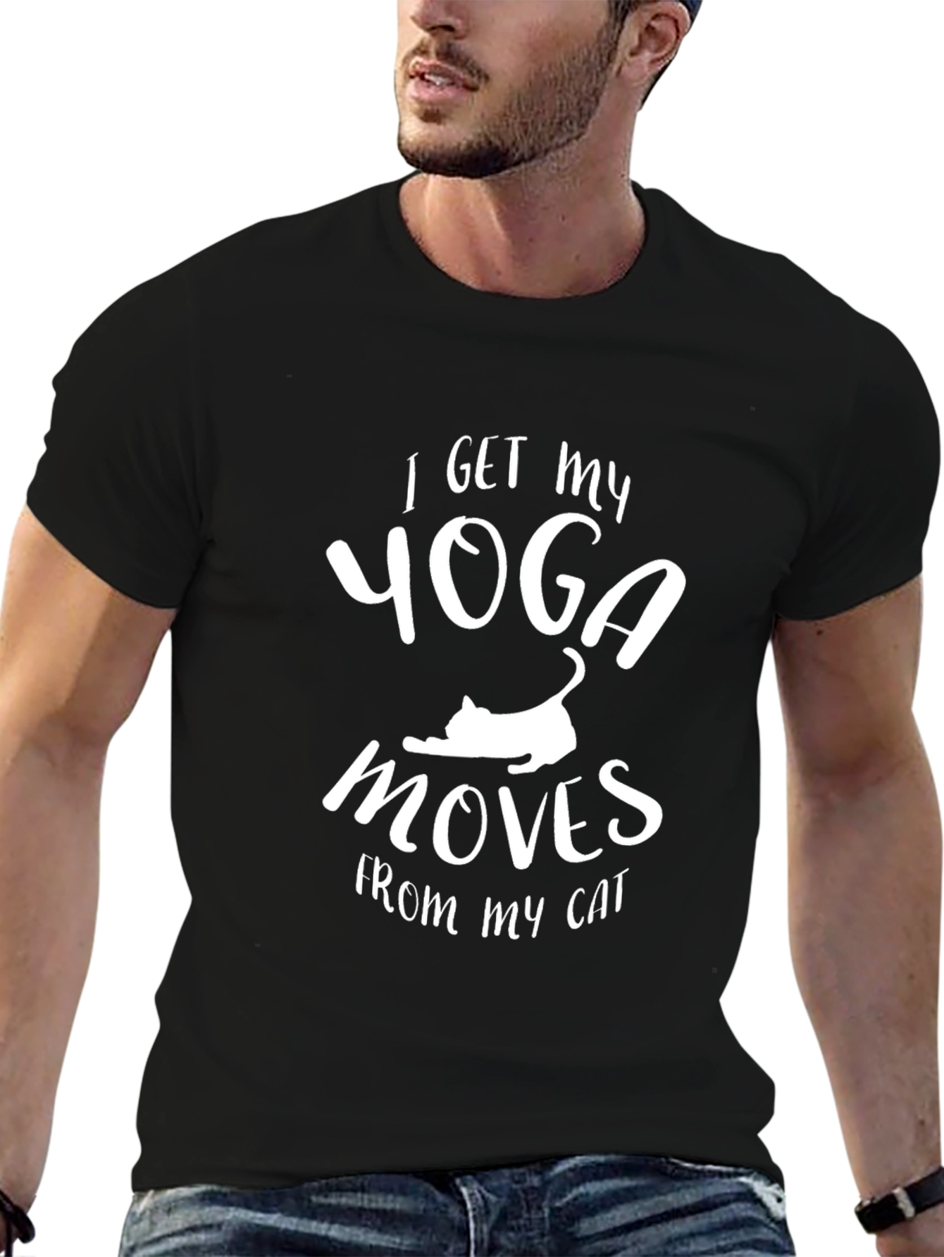 Yoga Moves Cat T-Shirt - Black Graphic Tee