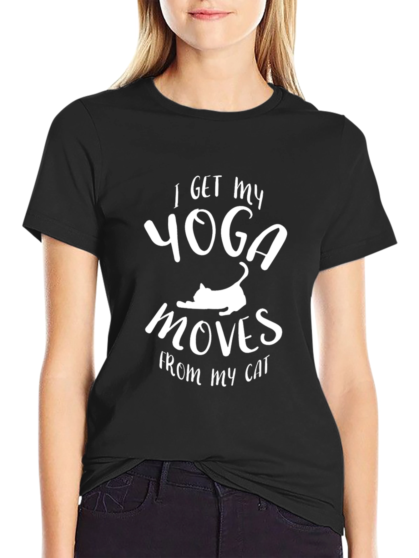 Yoga Moves Cat T-Shirt - Black Graphic Tee