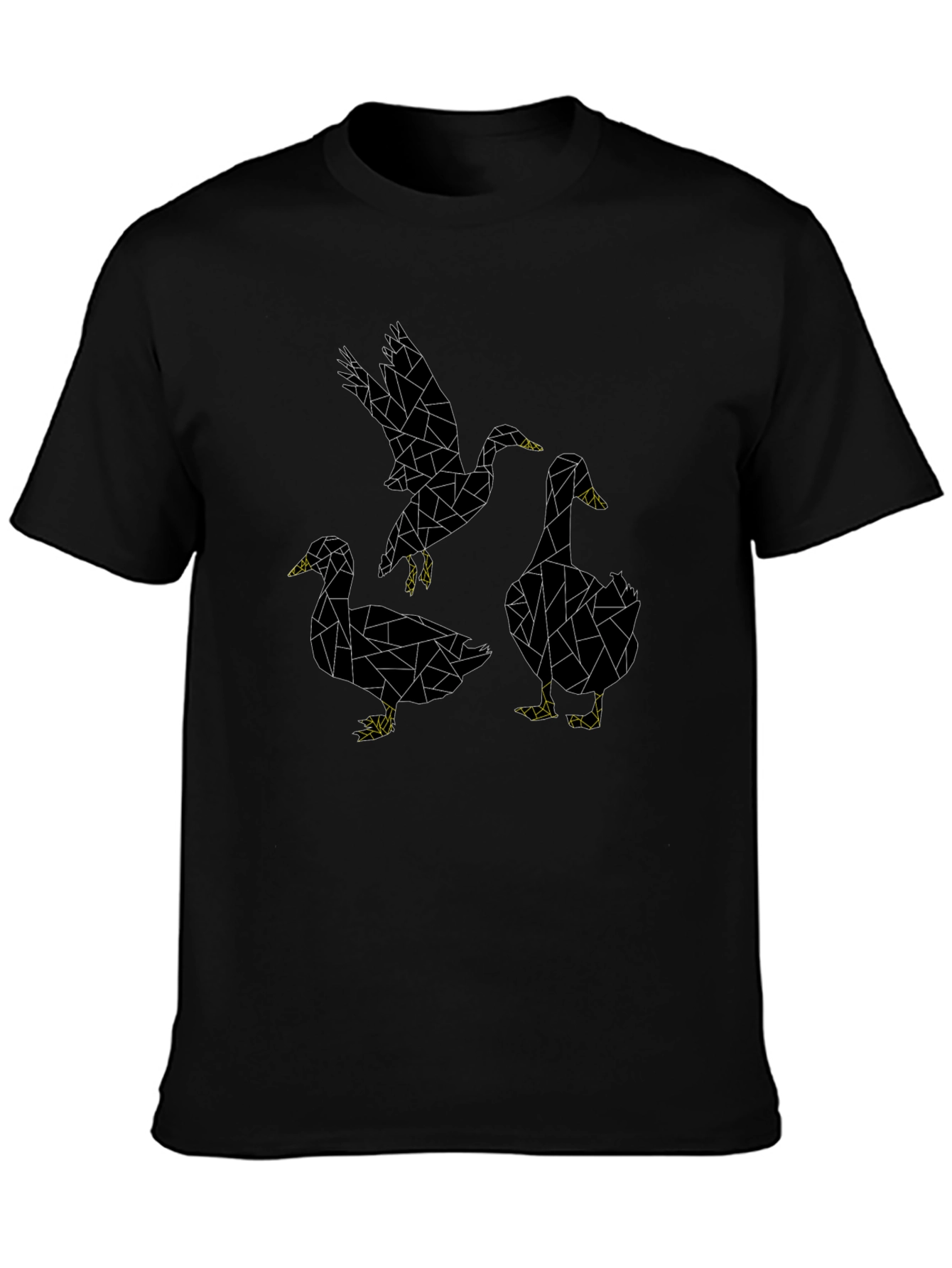 Abstract Geometric Duck Graphic Tee - Black