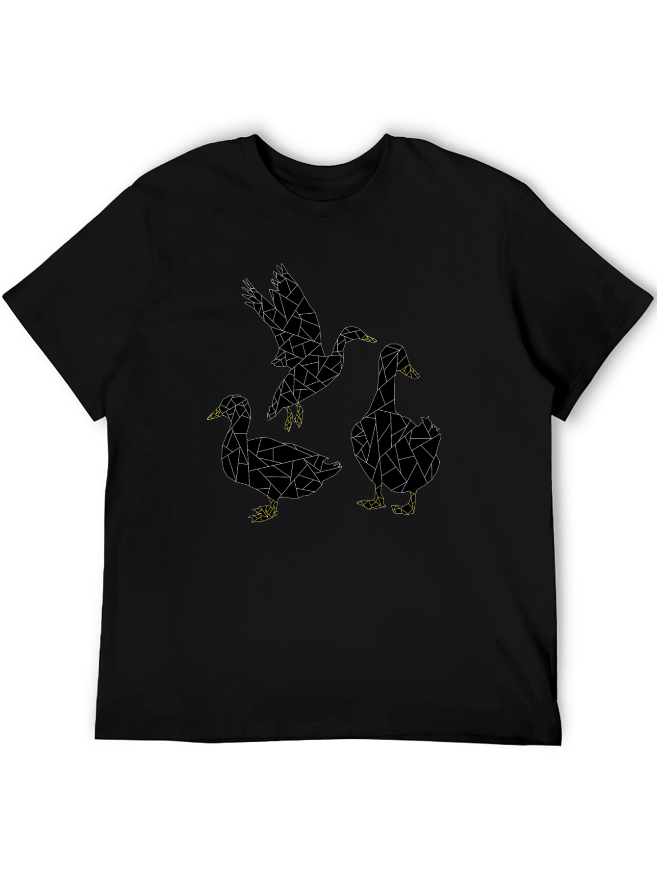 Abstract Geometric Duck Graphic Tee - Black