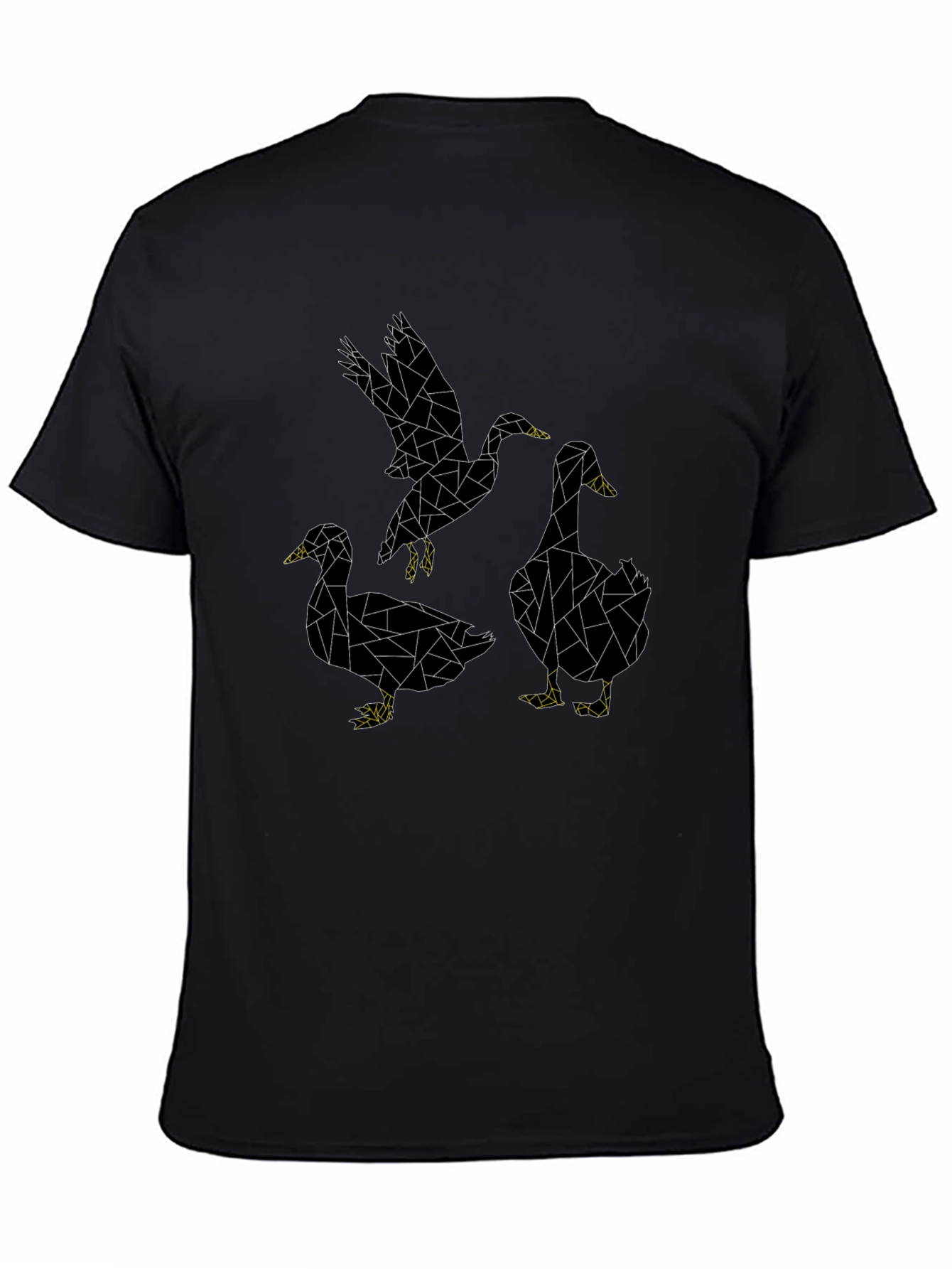 Abstract Geometric Duck Graphic Tee - Black