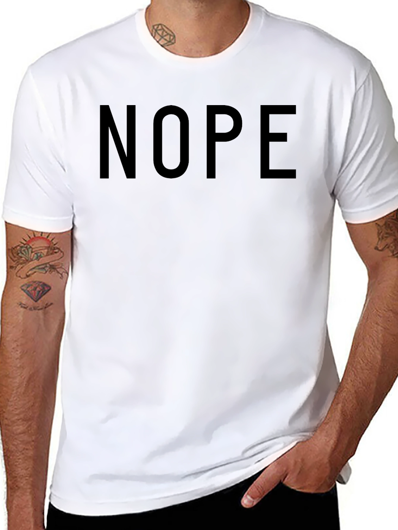 Nope Graphic Tee - Casual Black T-Shirt