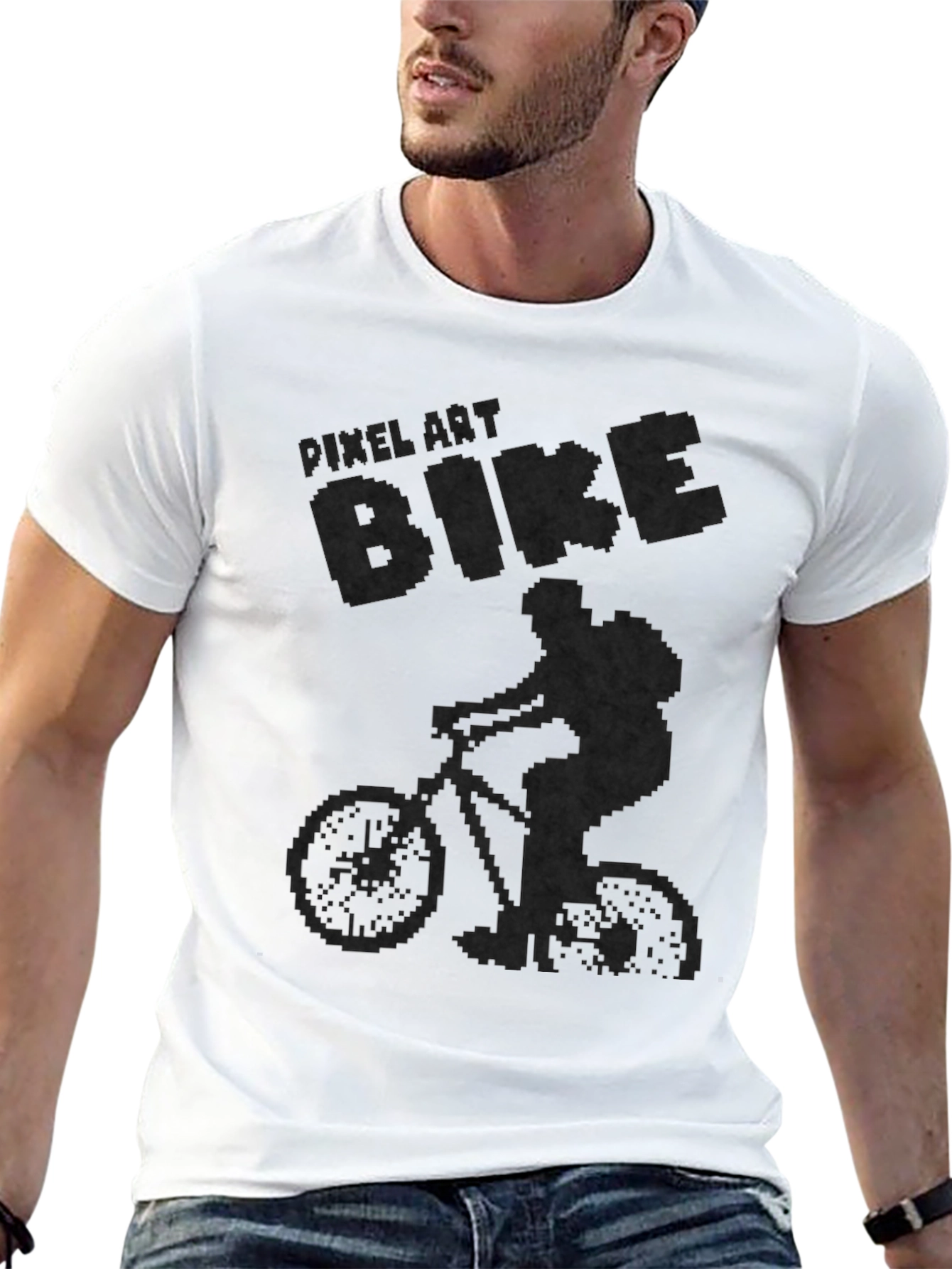 Pixel Art Bike Graphic Tee - Cool Cycling Shirt
