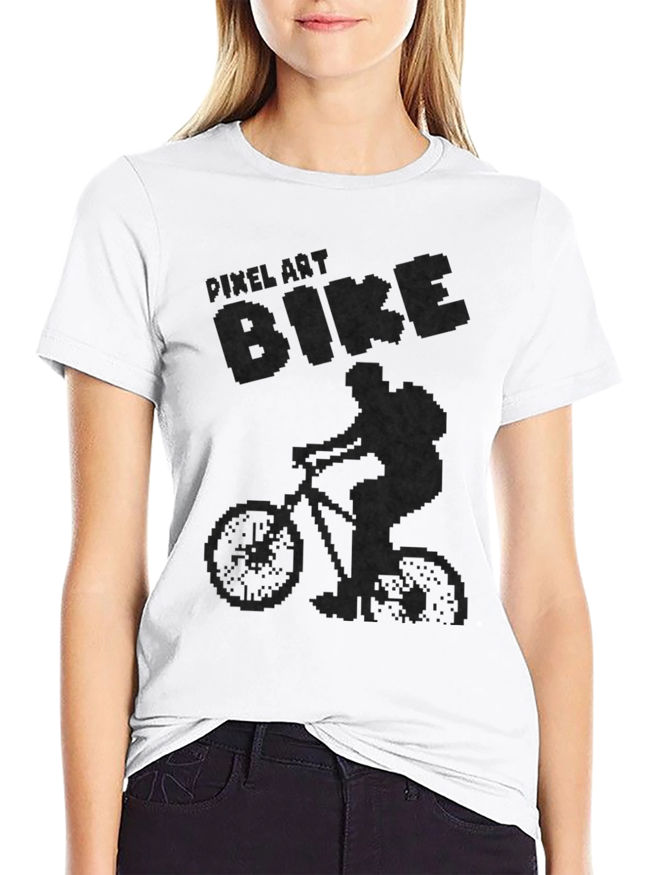 Pixel Art Bike Graphic Tee - Cool Cycling Shirt