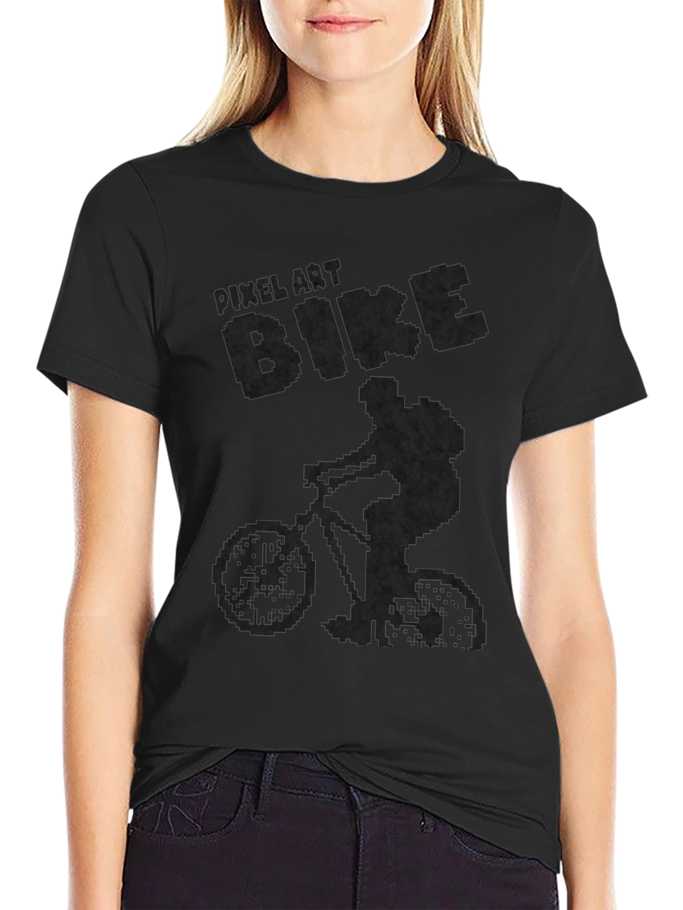Pixel Art Bike Graphic Tee - Cool Cycling Shirt