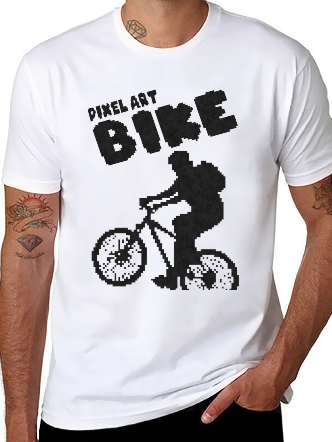 Pixel Art Bike Graphic Tee - Cool Cycling Shirt