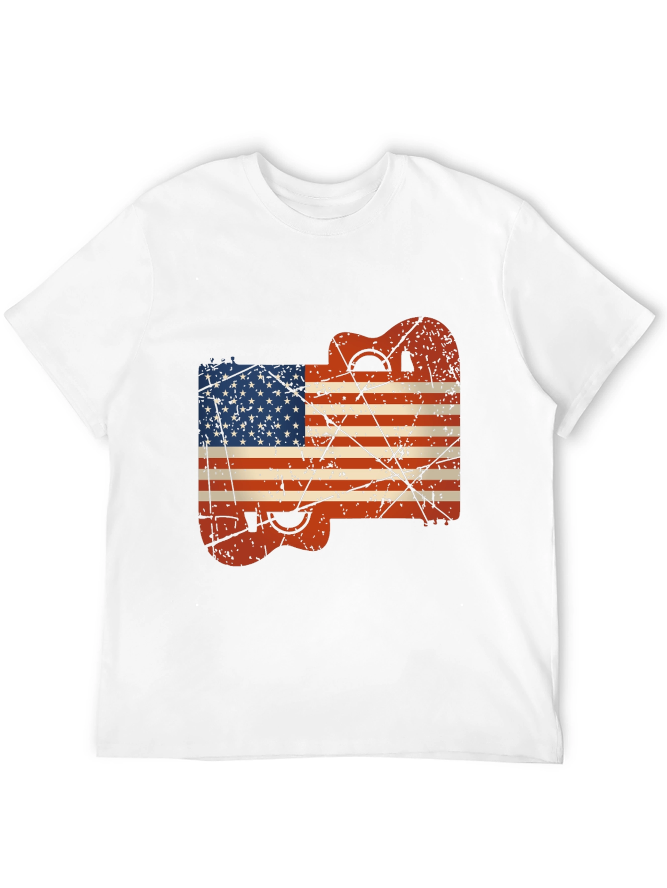 USA Flag Guitar Black T-Shirt