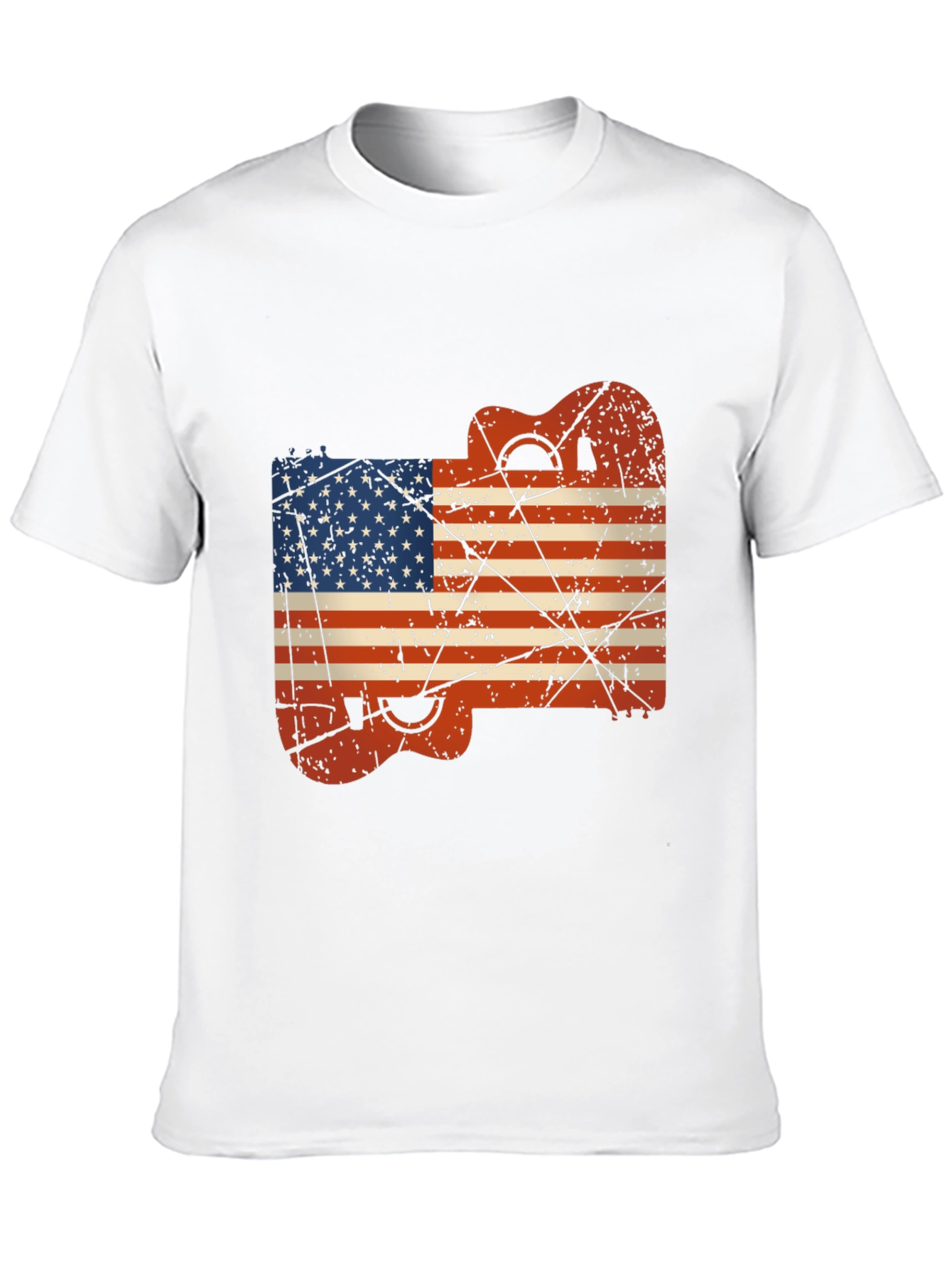 USA Flag Guitar Black T-Shirt