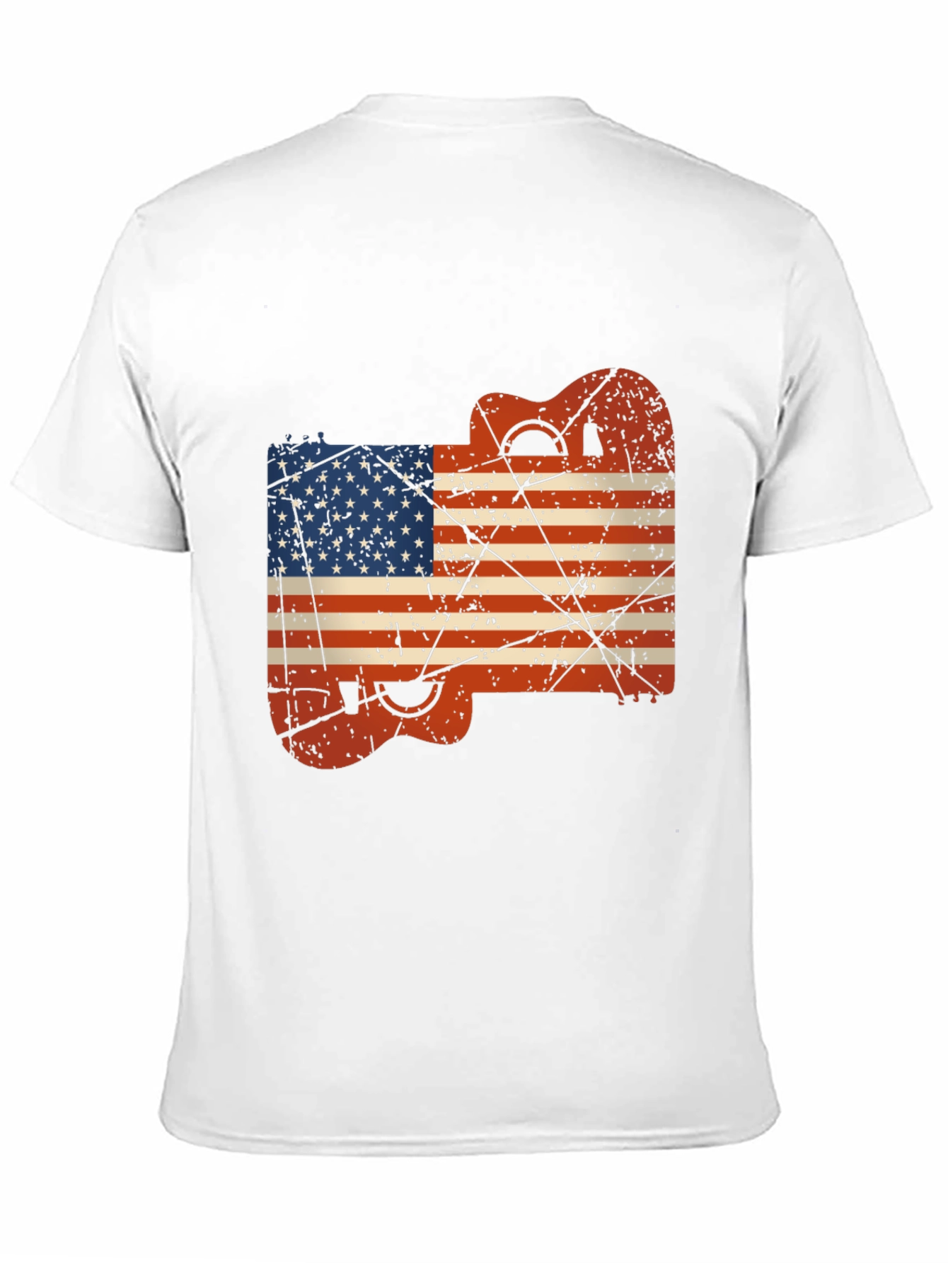 USA Flag Guitar Black T-Shirt