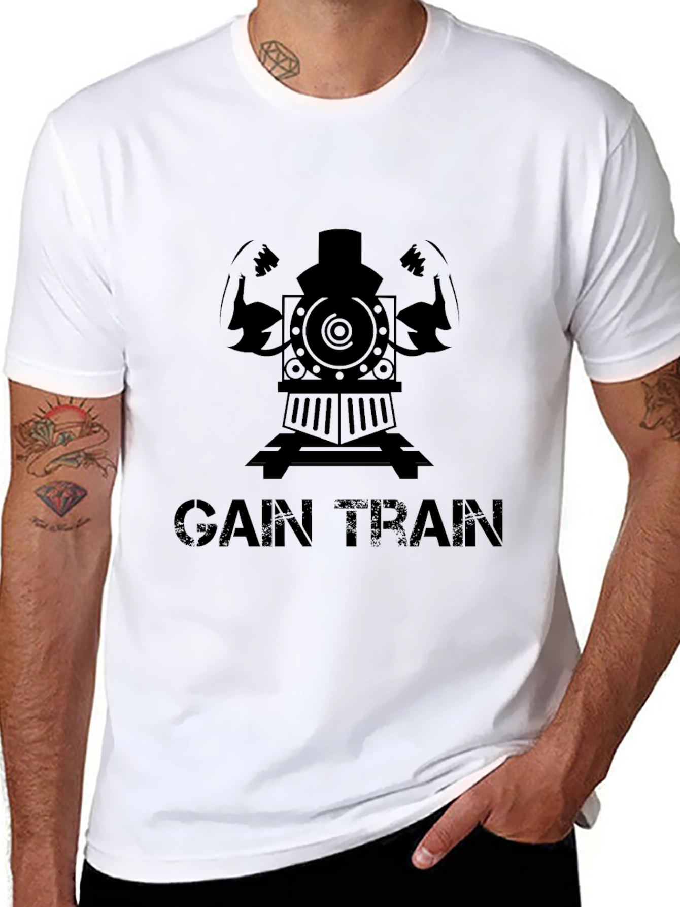 Gain Train Black T-Shirt - Fitness Motivation Tee