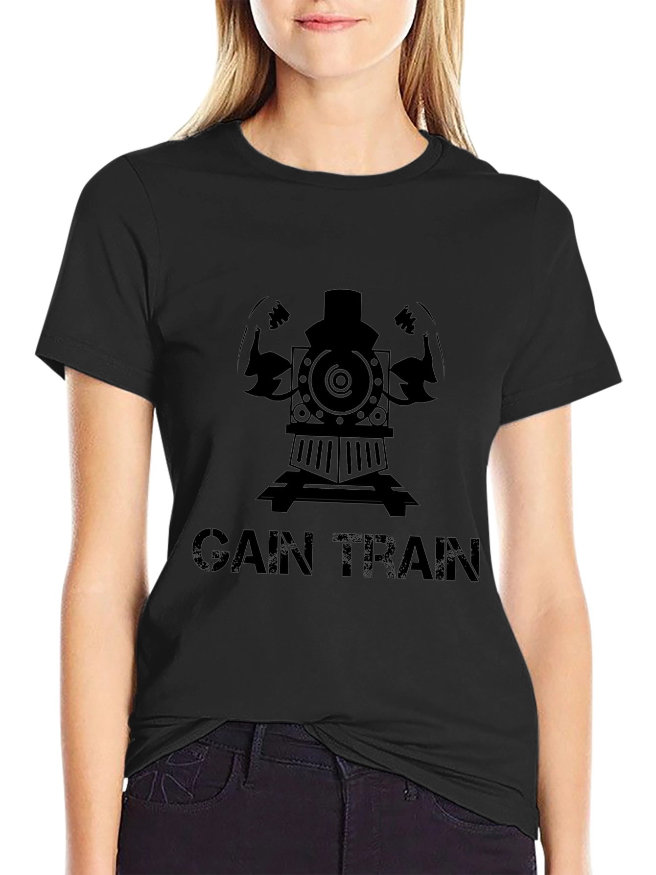 Gain Train Black T-Shirt - Fitness Motivation Tee