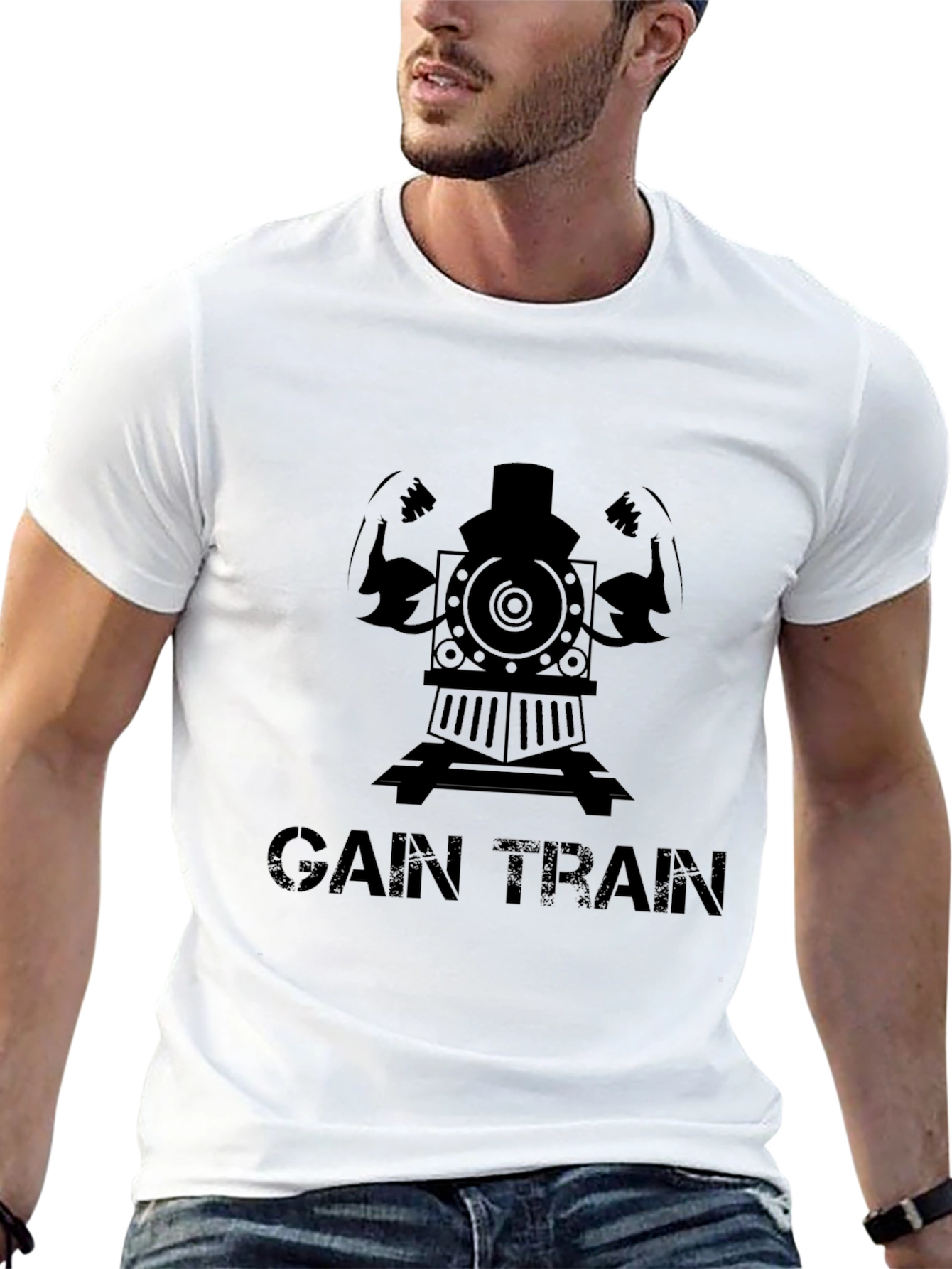 Gain Train Black T-Shirt - Fitness Motivation Tee