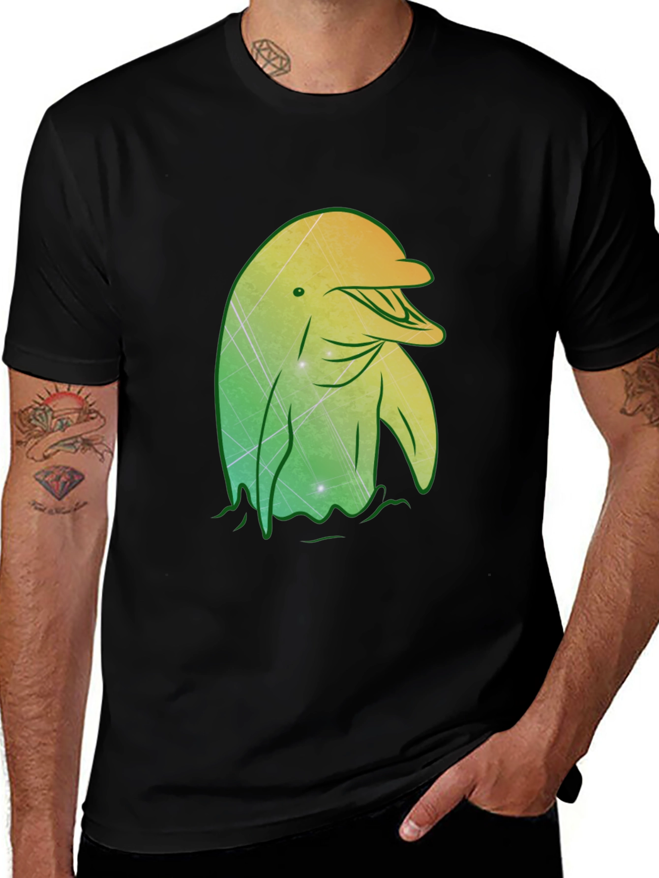 Dolphin Graphic Tee - Stylish Mens Black T-Shirt