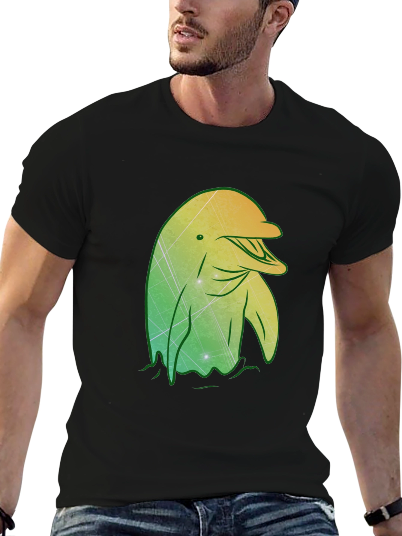 Dolphin Graphic Tee - Stylish Mens Black T-Shirt