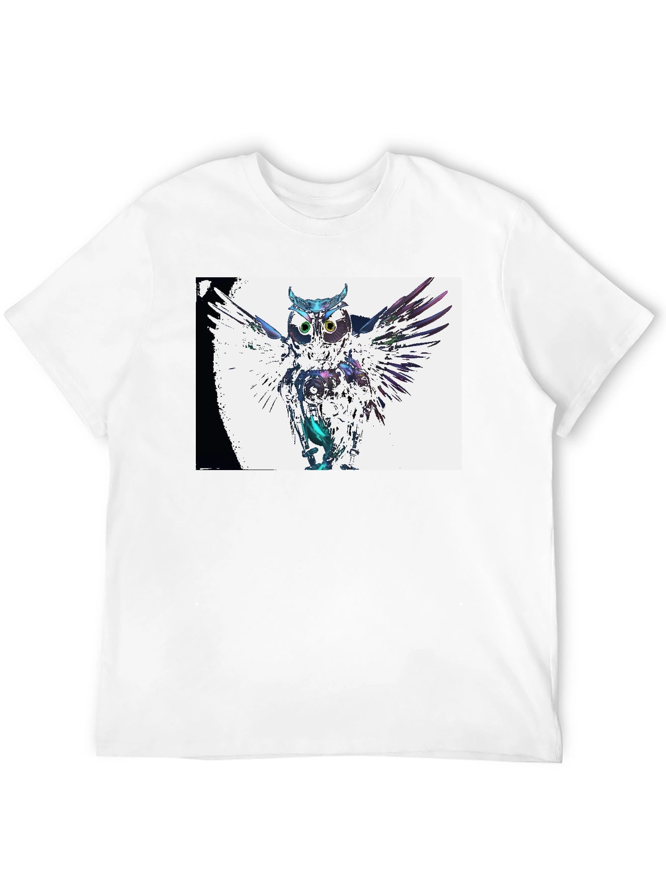 Abstract Owl Graphic Print Black T-Shirt