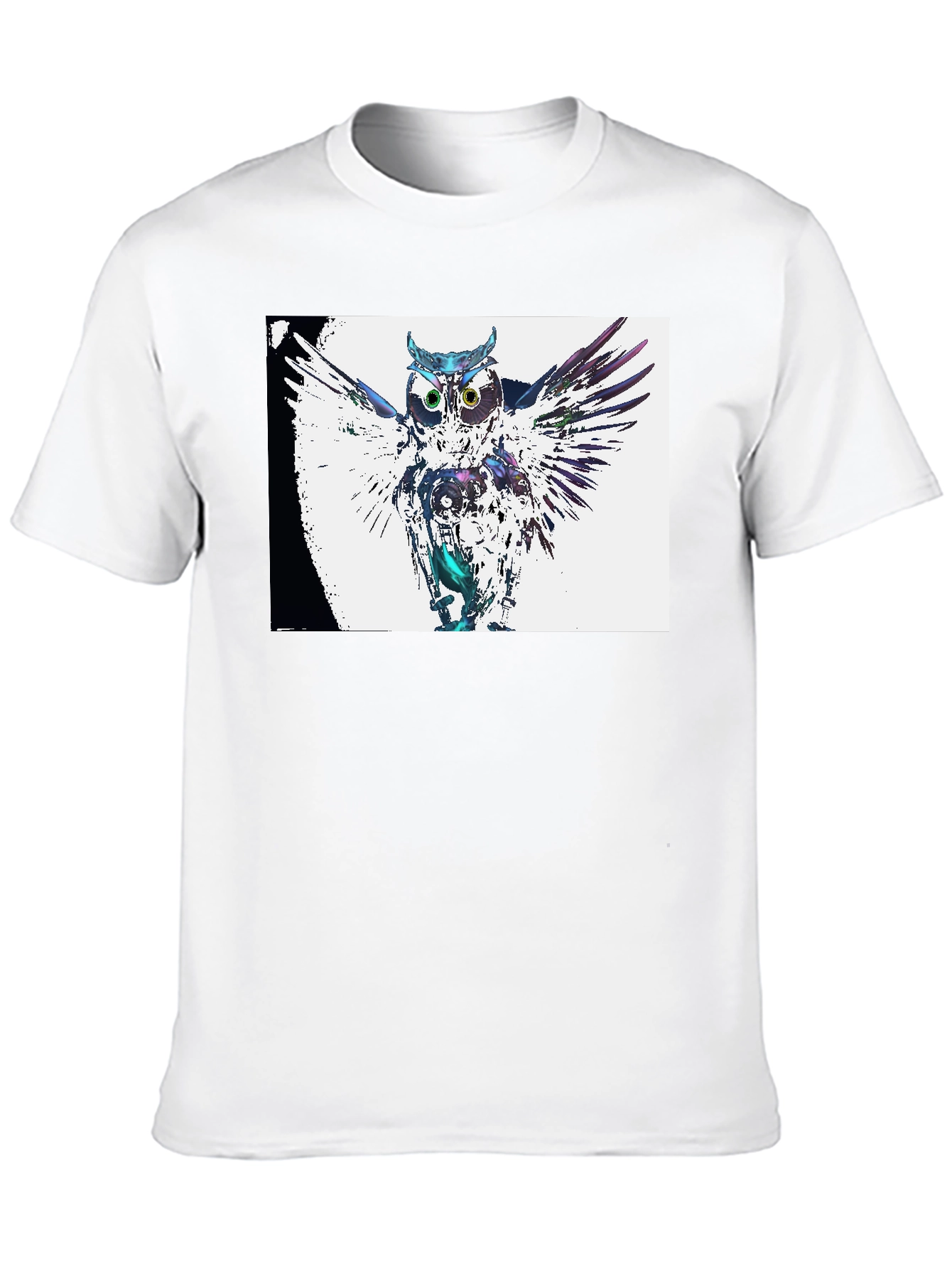 Abstract Owl Graphic Print Black T-Shirt