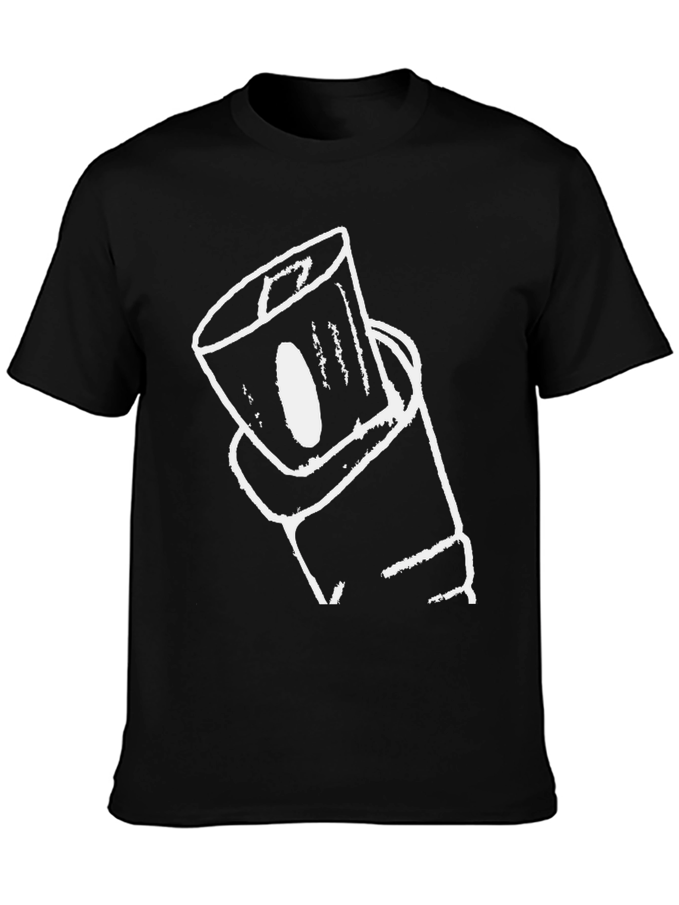 Abstract Can Graphic Tee - Black Cotton Casual Wear