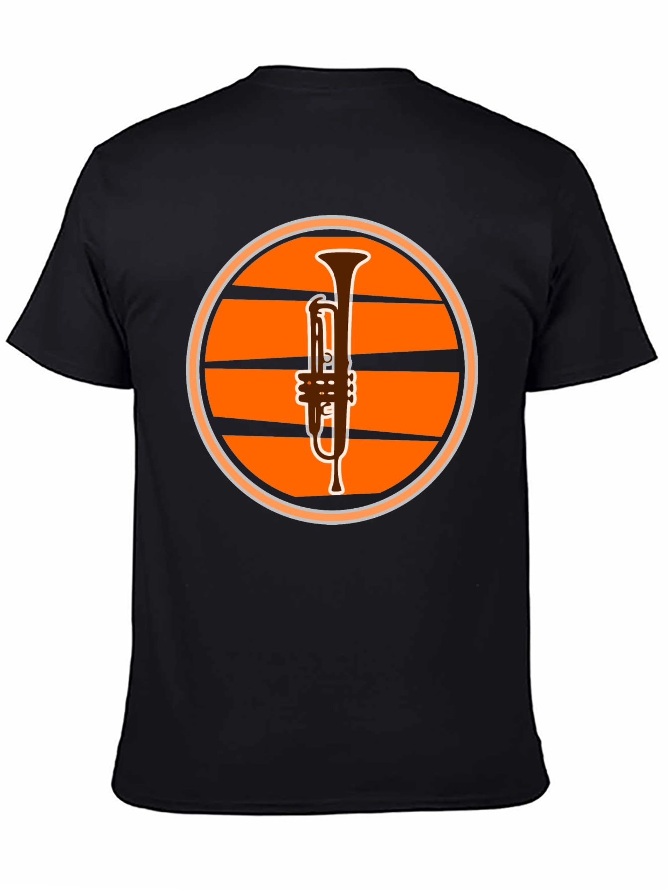 Trumpet Sunset Graphic Tee - Black Casual T-Shirt