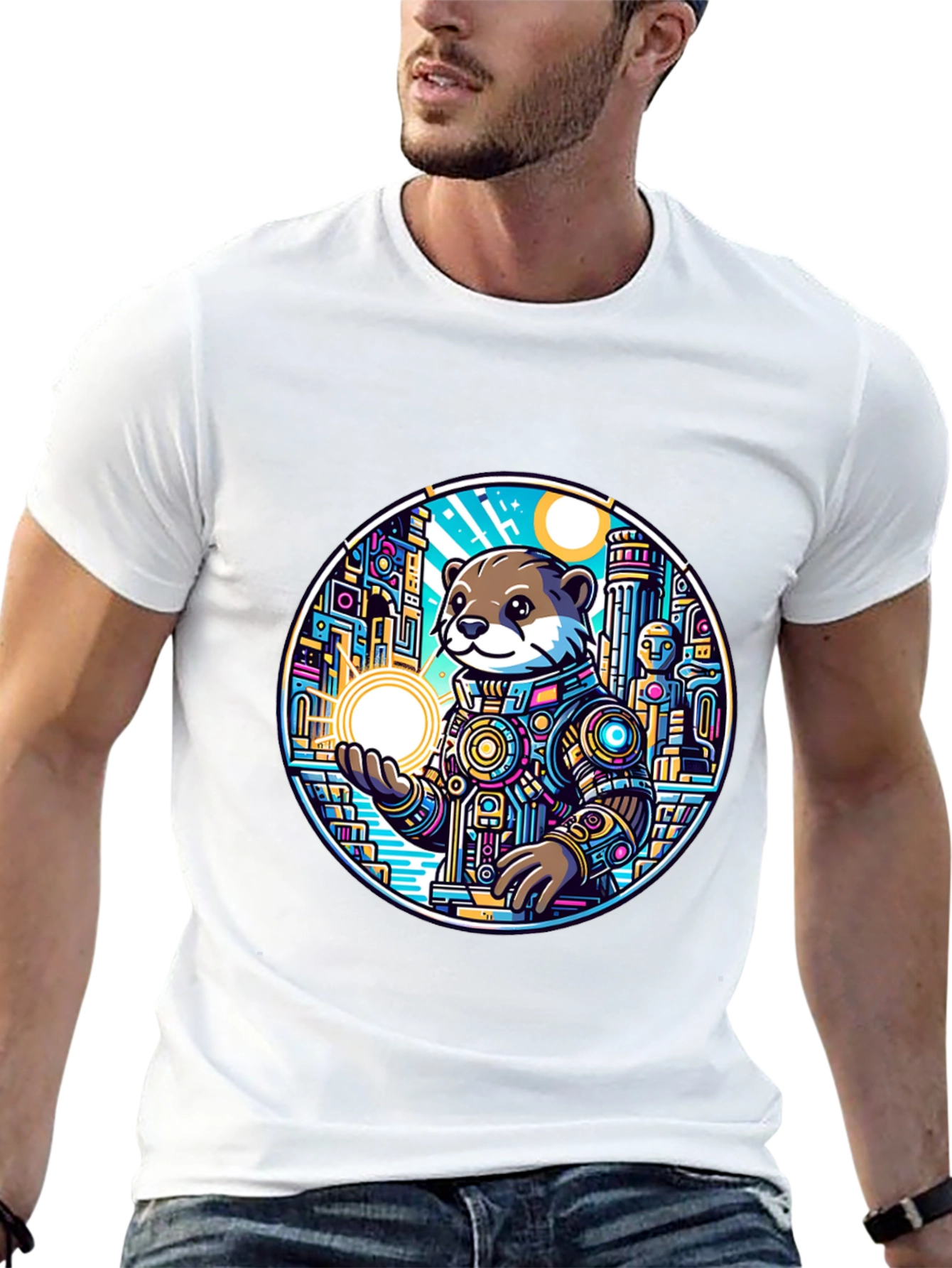 Otter in Space T-Shirt - Futuristic Design